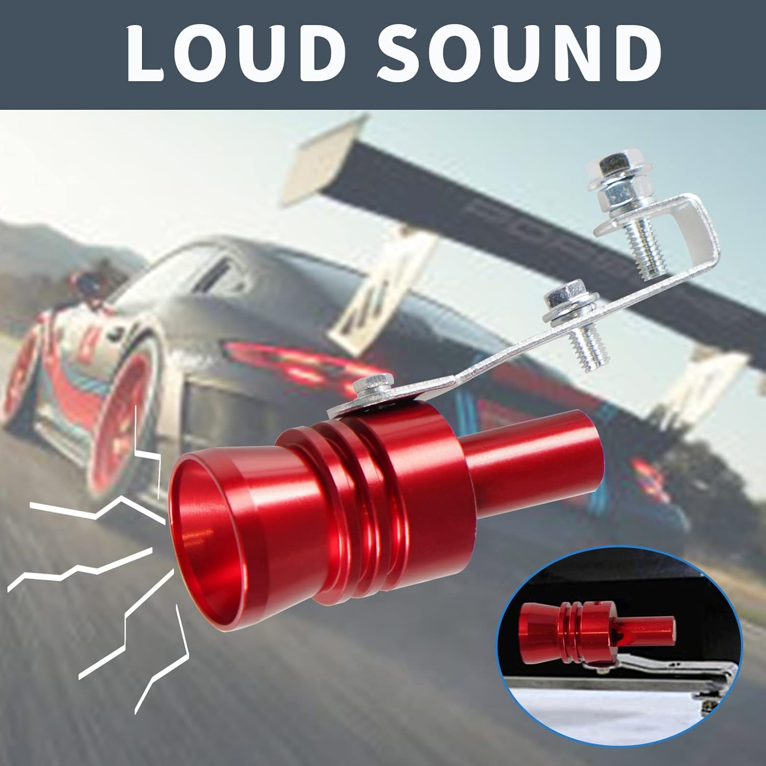 YESHMA Silenciador universal rojo universal de sonido turbo silenciador de tubo de sonda simulador de sonido de tubo de escape potenciador de ruido