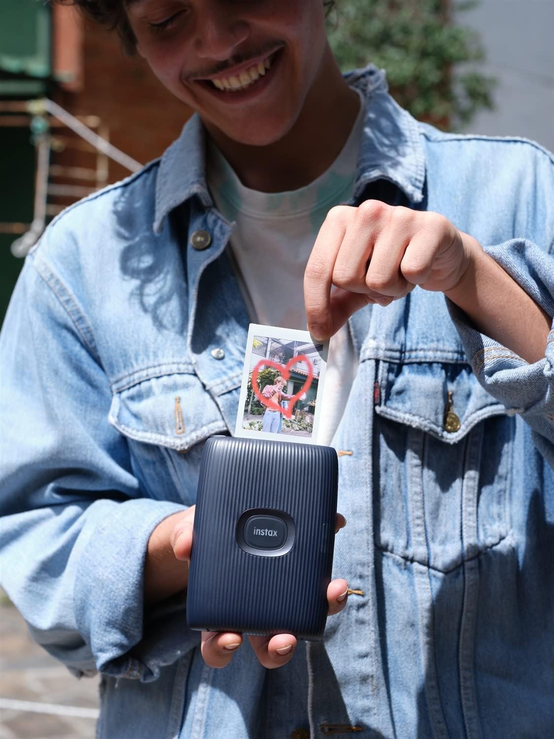 Fujifilm Instax Mini Link 2 – Impresora para smartphone, color azul espacial Instax Mini Twin Pack de película instantánea y 20 marcos de calcomanías