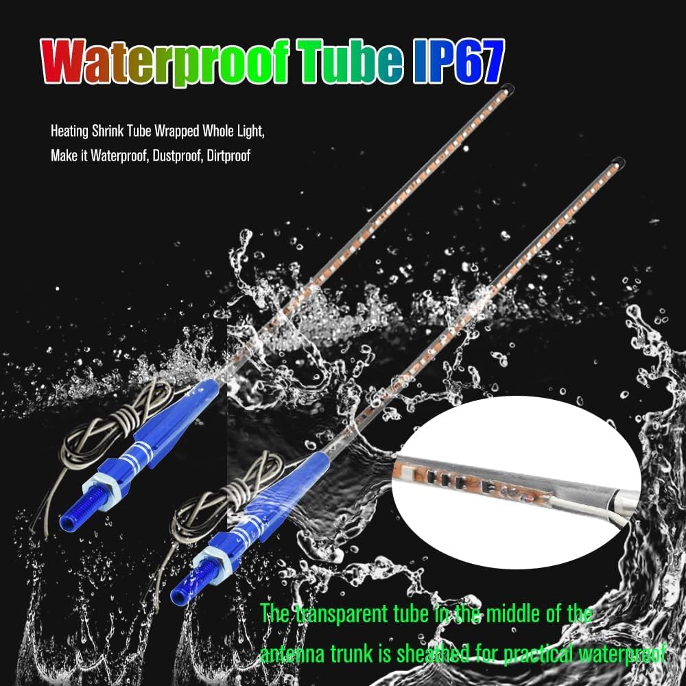 2 luces LED RGB de 2 pies para látigo de 270, luz estroboscópica de 270, luz LED impermeable para todoterreno, ATV, UTV, RZR, camión, barco, Can-am.