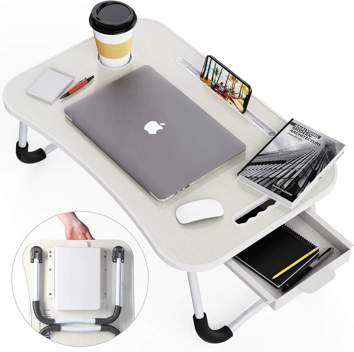 Escritorio de regazo, bandeja de escritorio plegable, escritorio de pie, escritorio para computador portátil, mesas de bandeja de TV para comer,