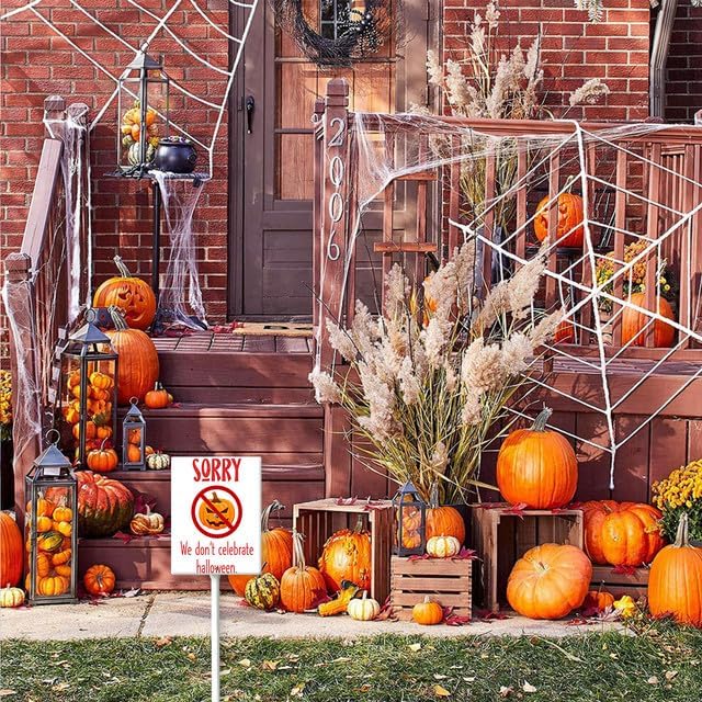 Letreros de Halloween de 7 x 8.8 pulgadas para decoración al aire libre, letrero con estaca para patio con estaca exterior, impermeable, para fiesta
