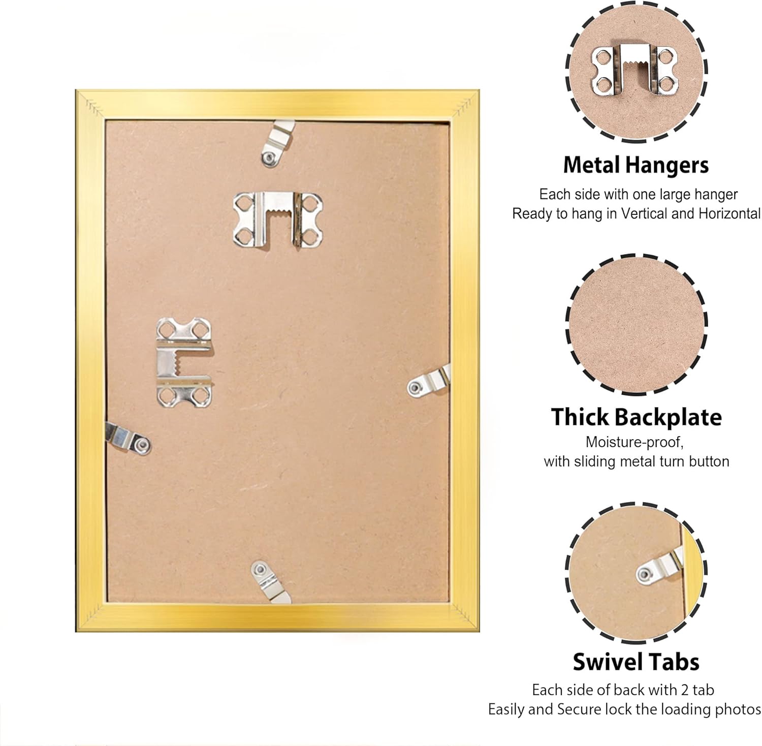 Annecy Portarretratos dorado de 5 x 7 pulgadas (1 unidad), marco de fotos de 5 x 7 pulgadas para decoración de pared o escritorio, estilo clásico