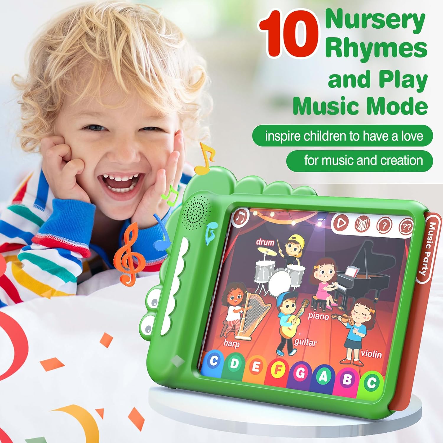Play & Learn Pad – Tarjetas didácticas parlantes juguetes de aprendizaje con 22 lecciones divertidas para niños y niñas, tableta educativa para