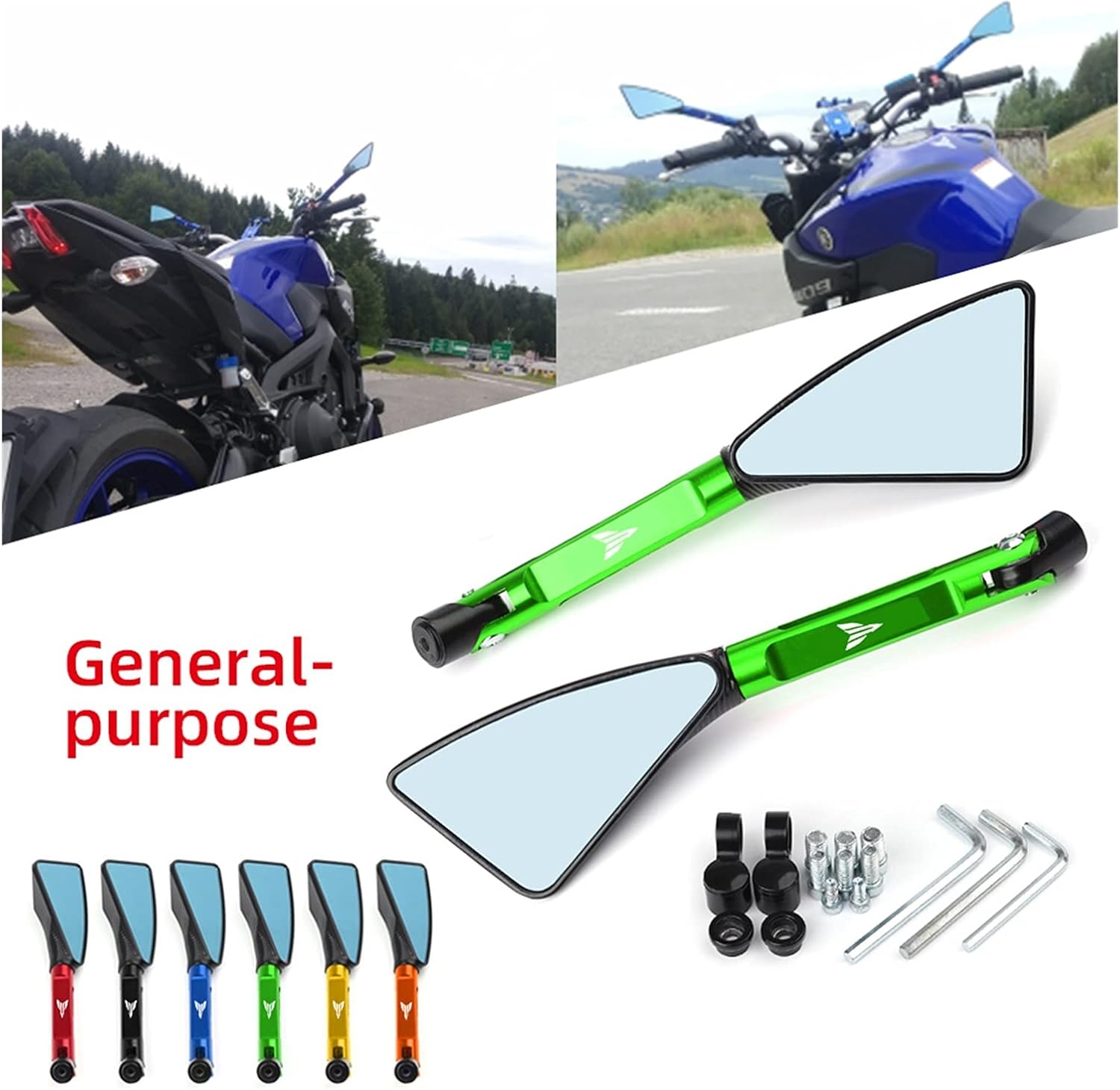 Espejo universal motocicleta espejo CNC lateral retrovisor para Yamaha MT01 MT25 MT03 MT07 MT09 MT10 MT125 MT-125 (color dorado, tamaño normal)