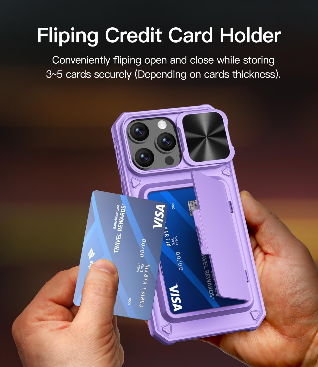 ATATOO Funda tipo cartera para iPhone 15 Pro Max con tarjetero y cubierta deslizante para cámara y soporte, resistente protección a prueba de