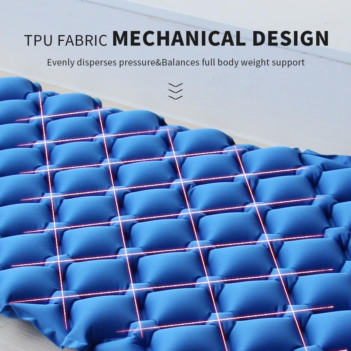 Baiao Colchoneta de dormir inflable para camping, colchoneta de dormir con almohada de 77 x 24 pulgadas, alfombrilla de dormir ultraligera con bomba
