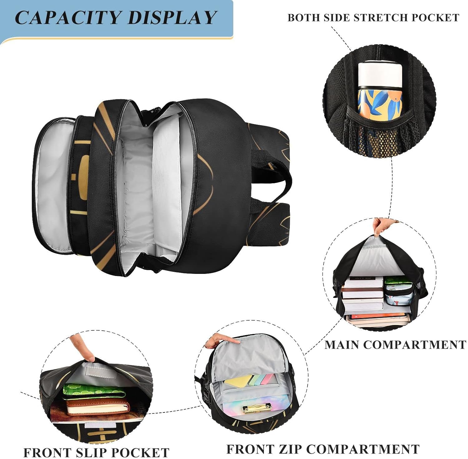 American Football Gold – Mochila escolar ligera para laptop, mochila de viaje para estudiantes con rayas reflectantes, Varios colores, Mochilas
