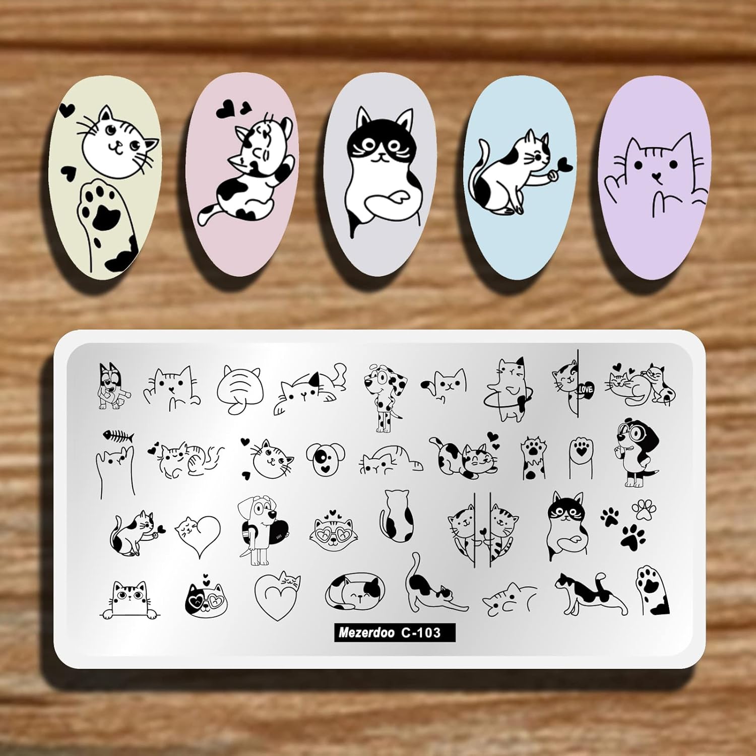Lindos sellos de uñas de gato, placas para perros, garras de gato, gatitos, uñas, placa de estampación artística, 1 unidad, diseño de animales,