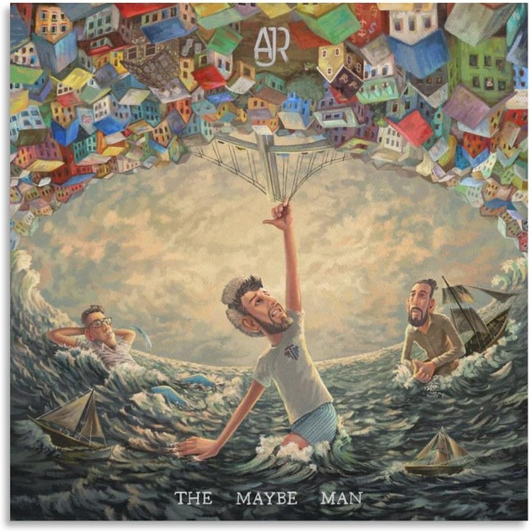 ENZEES AJR – Póster de lienzo con texto en inglés “The Maybe Man” para pared, pintura artística decorativa, sala de estar, dormitorio, regalo, sin