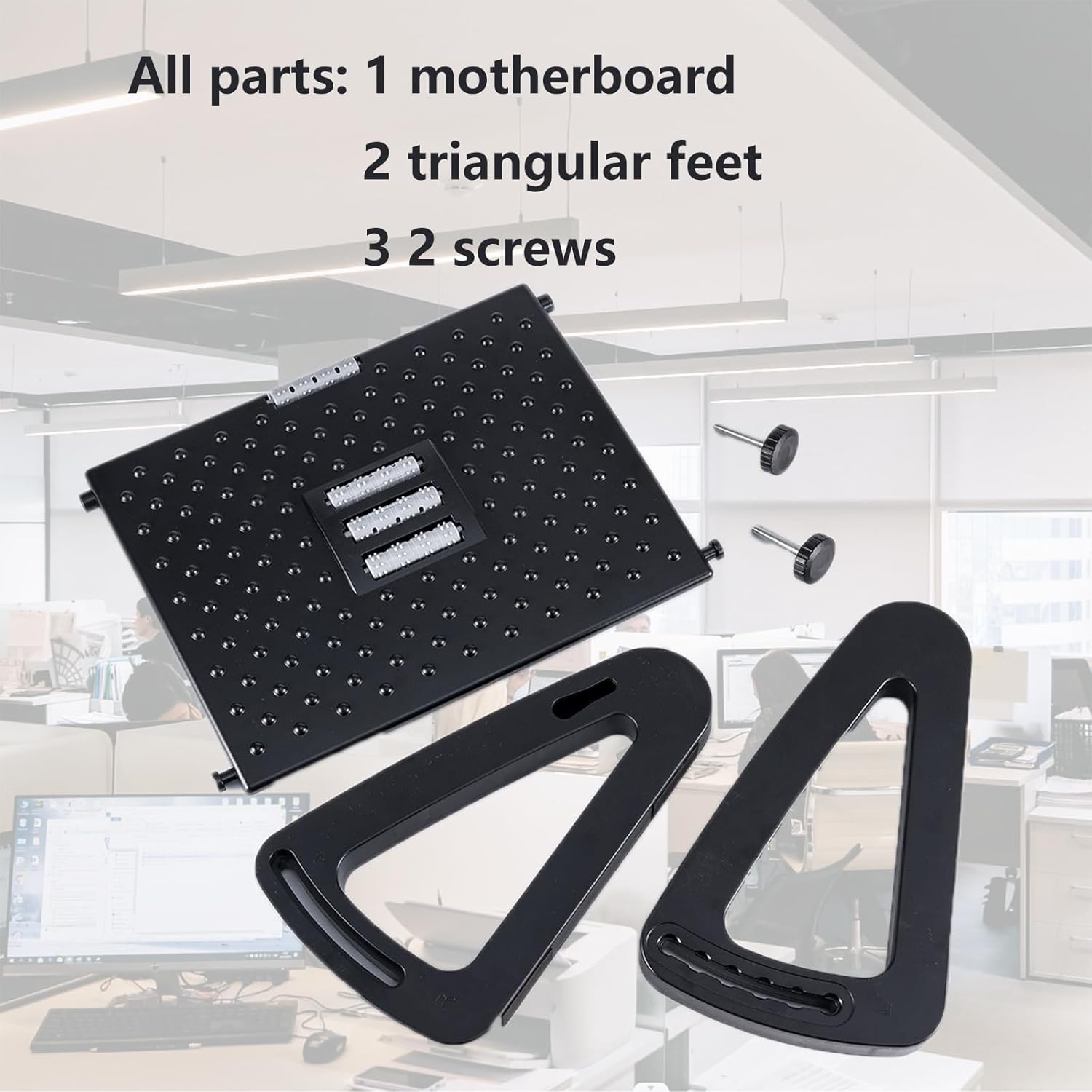 DISFAT Reposapiés para debajo del escritorio, reposapiés ergonómico ajustable de 6 alturas con rodillos de masaje, taburete portátil debajo del
