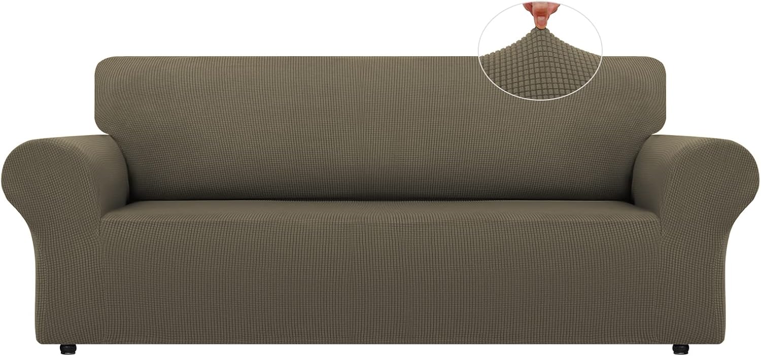 LURKA Fundas elásticas para sofá de 1 pieza, para sofá de 3 cojines, protector de muebles completo con parte inferior elástica para niños y perros