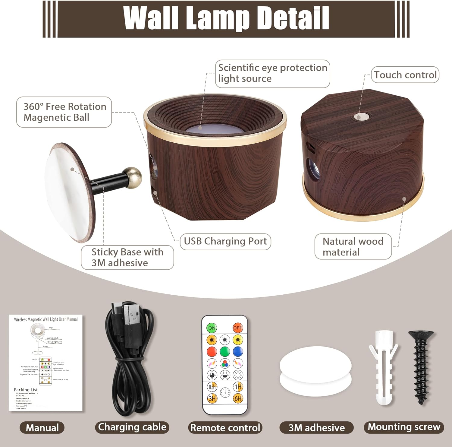 Magnetic Wall Sconce 16 RGB Colors Dimmable, 2 Pack LED Rechargeable Wireless Picture Painting Wall Lights, 360Rotate Battery Operated Wall Sconce