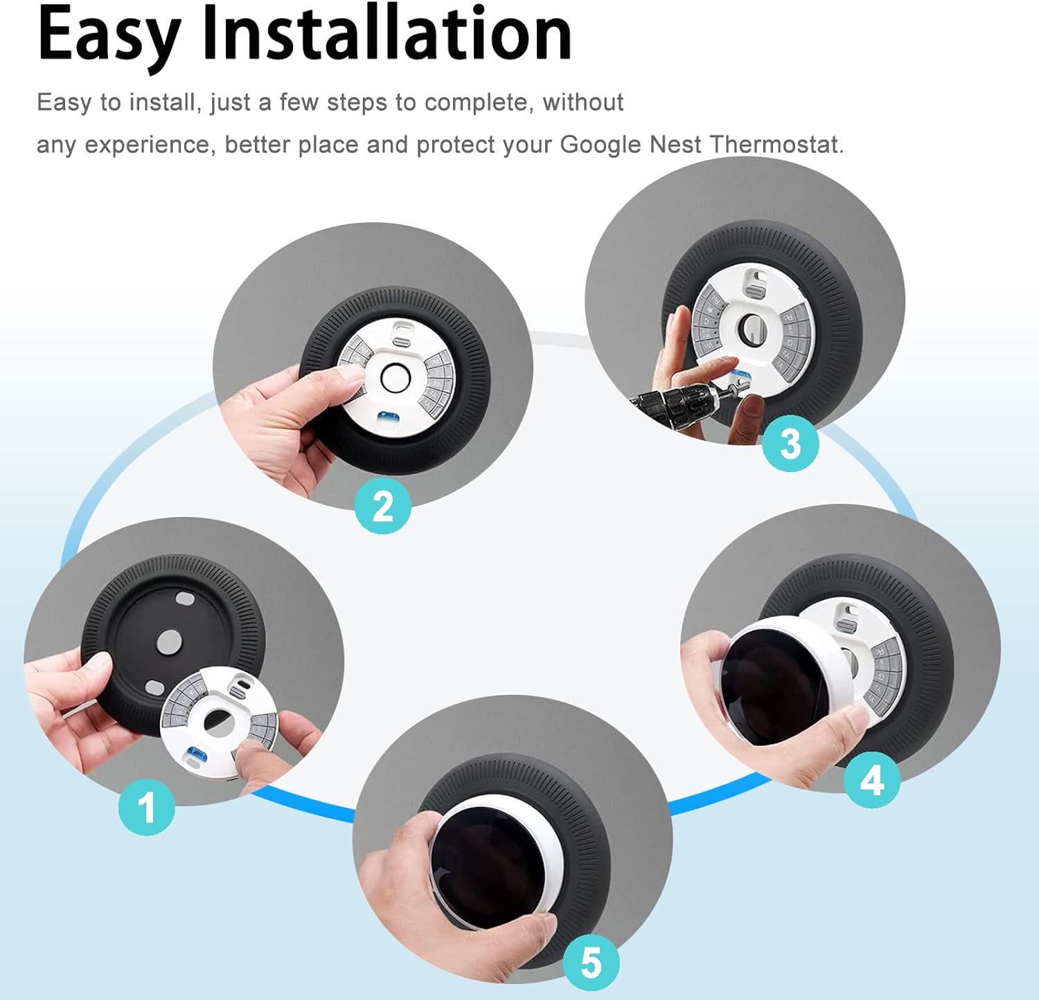 Miimall Compatible con el kit de ajuste de termostato Google Nest, cubierta de placa de pared de termostato de silicona para huellas dactilares,