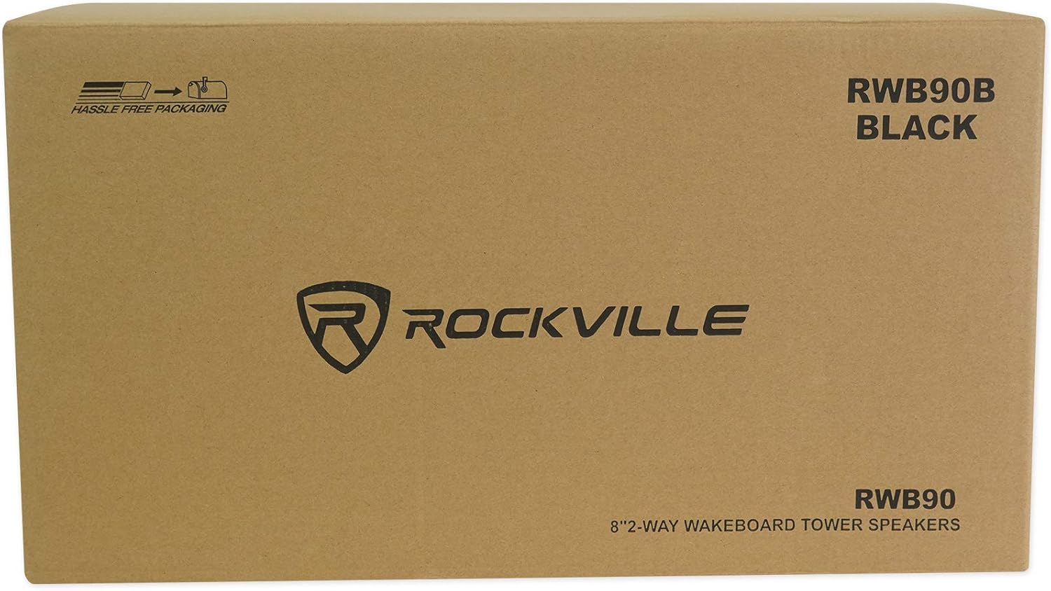 Rockville RGHR45 Receptor de agujero de calibre marino de 4 zonas, BluetoothRadioPaquete remoto con cable con (4) Rockville RWB90B Negro 8″ 300w