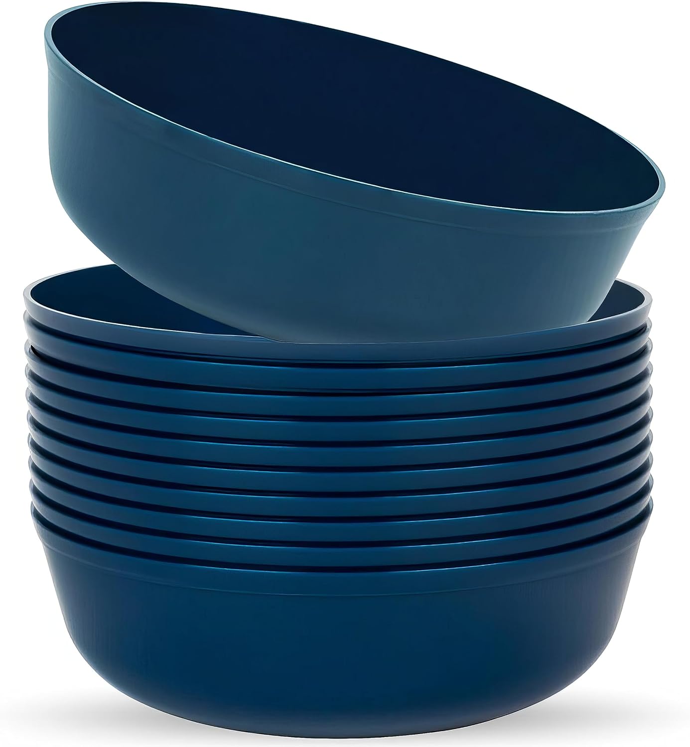 Edge – Cuencos redondos de plástico desechables de 16 onzas (10 unidades), color azul marino, para fiestas, eventos y ocasiones especiales
