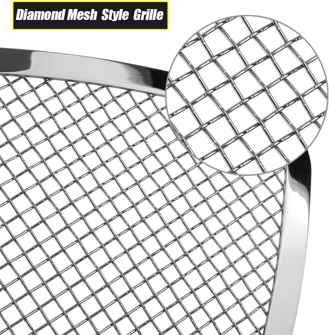 Rejilla frontal compatible con Chevy Caprice 1991-1996 de malla de acero inoxidable con acabado pulido