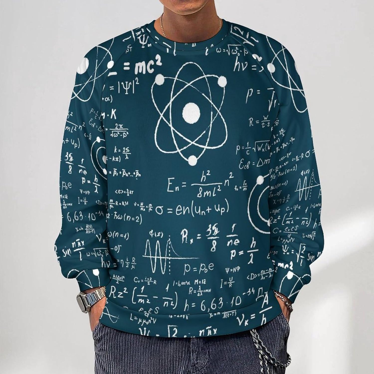Sudaderas con fórmula científica de matemáticas físicas para hombre, cuello redondo, manga larga, atléticas, camisetas