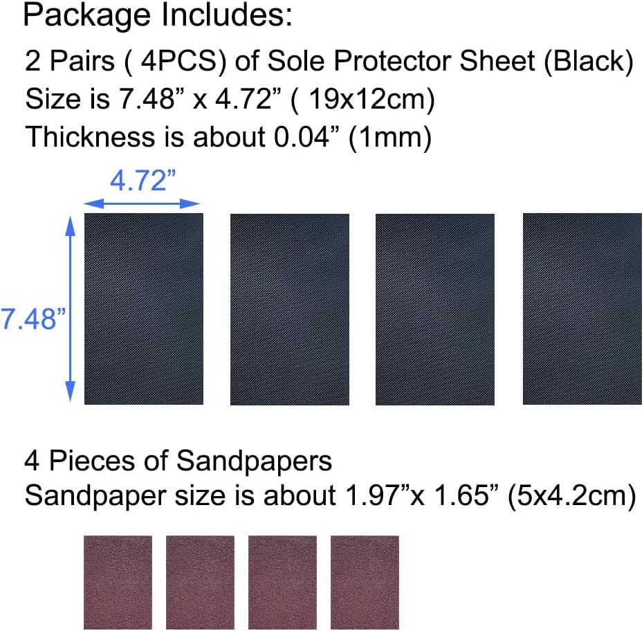 Unikstep Protector de suela de zapatos de 4 piezas antideslizante (Negro)