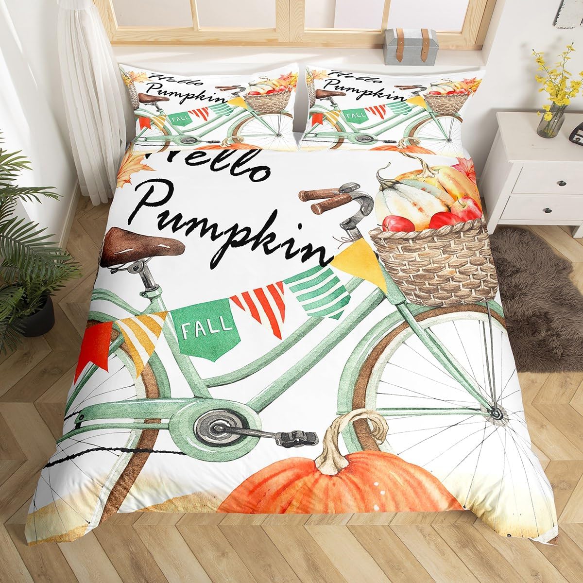Juego de ropa de cama de otoño para niñas y niños, tamaño matrimonial, juego de funda de edredón de Acción de Gracias, decoración de habitación,
