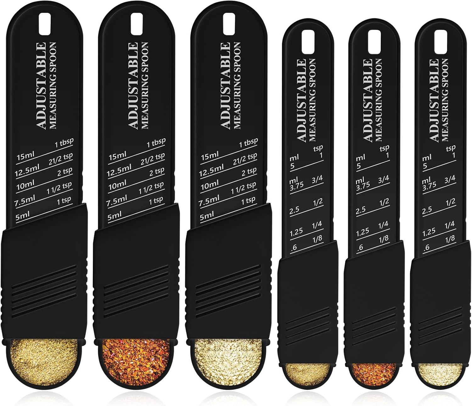 Juego de 6 cucharas medidoras ajustables de plástico y cucharadita de cocina para hornear, cuchara de chef, cucharas medidoras para cocina,