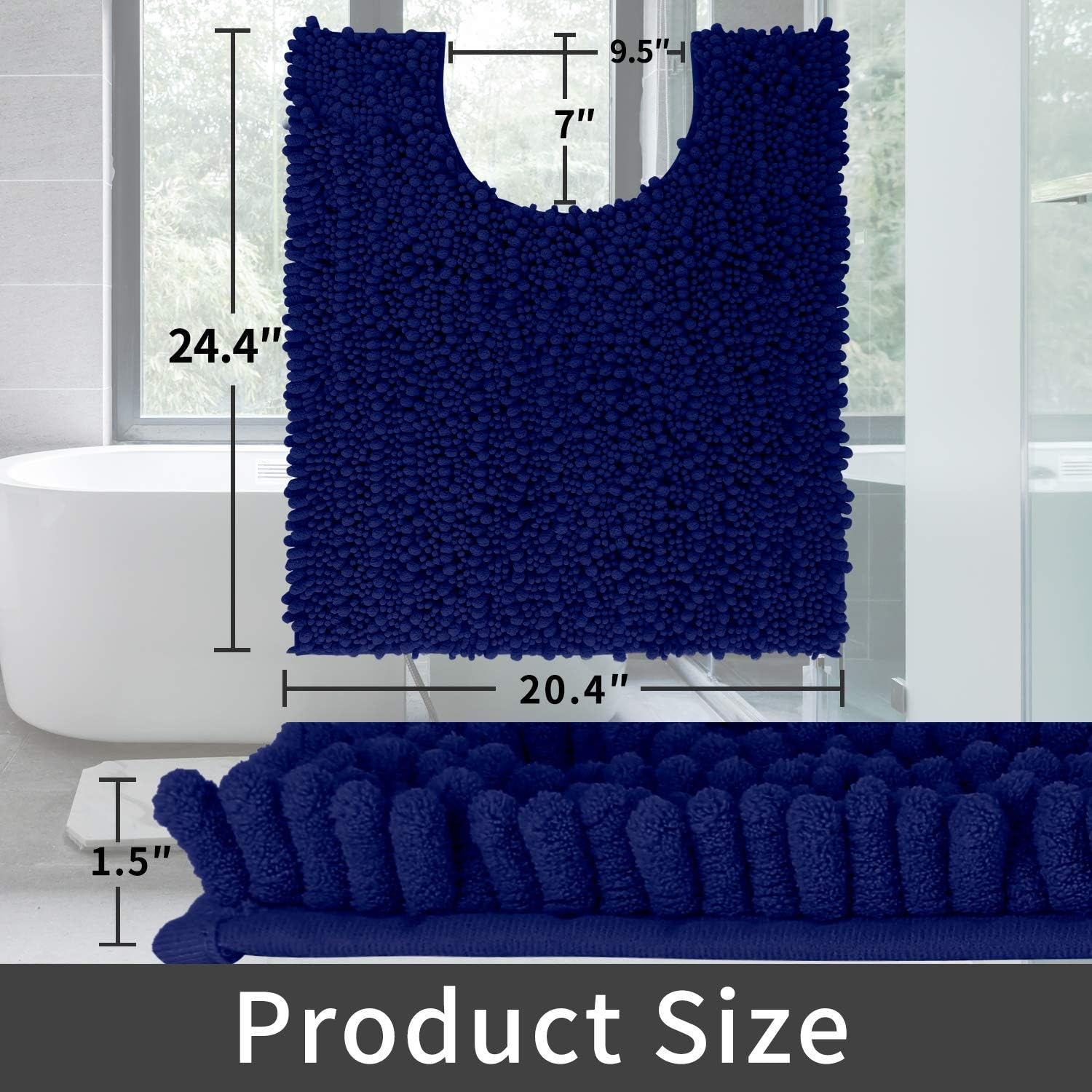 Yimobra Tapete de baño lanudo de lujo para inodoro en forma de U para baño, 24.4 x 20.4 pulgadas, suave y cómodo, máxima absorción, secado rápido,