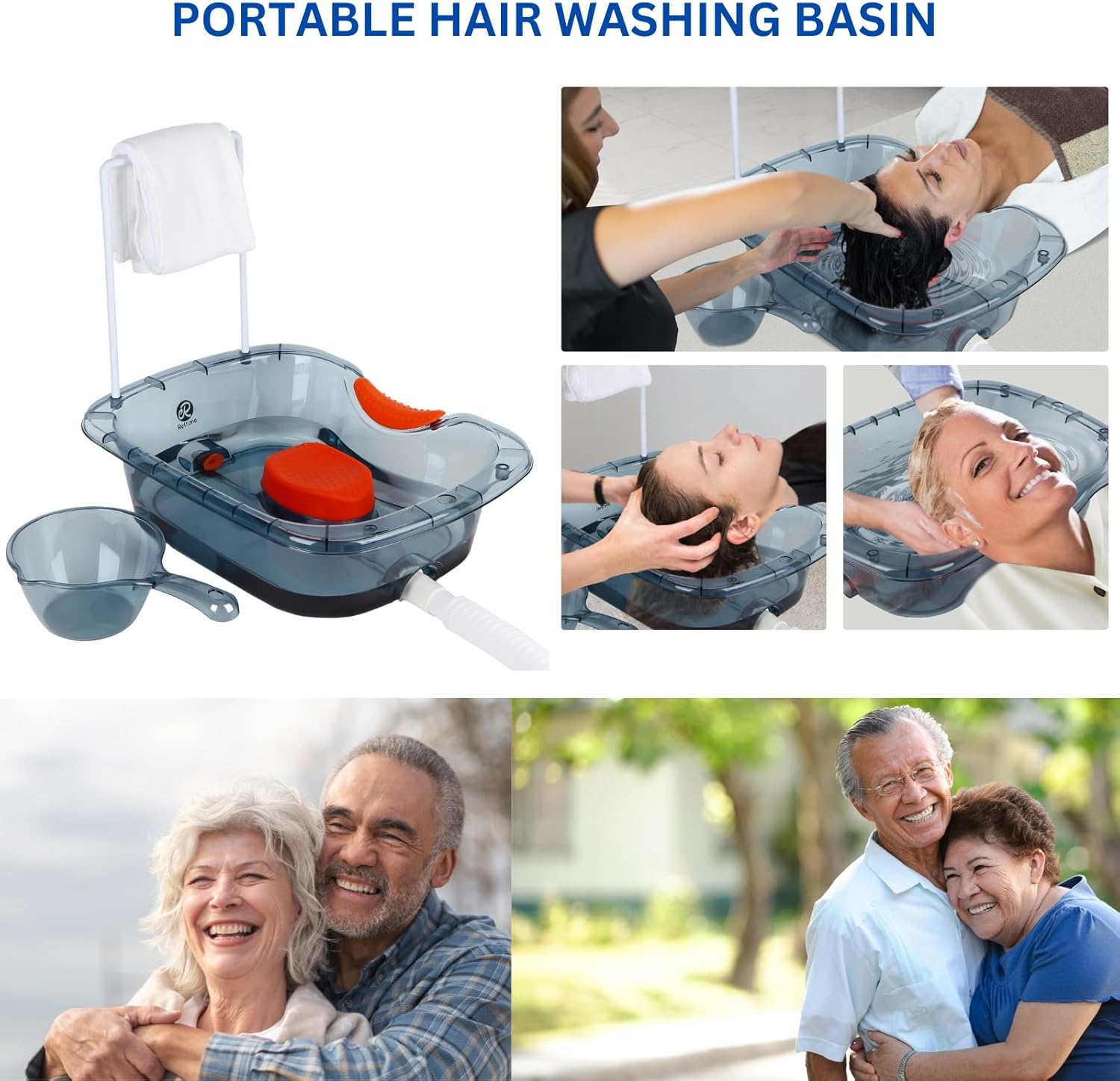 Lavabo de lavado de cabello para postrado en cama – Cuenco de champú portátil y lavabo en casa para ancianos – Bandeja de lavado de cabello para