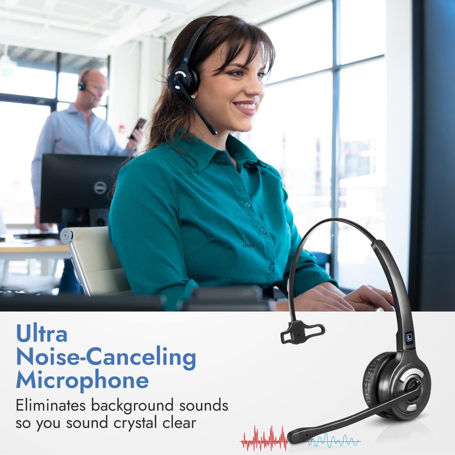 LH370 Auriculares inalámbricos de oficina 3 en 1 con micrófono – Computadora, teléfono y teléfono celular – Garantía de 5 años – Oreja única