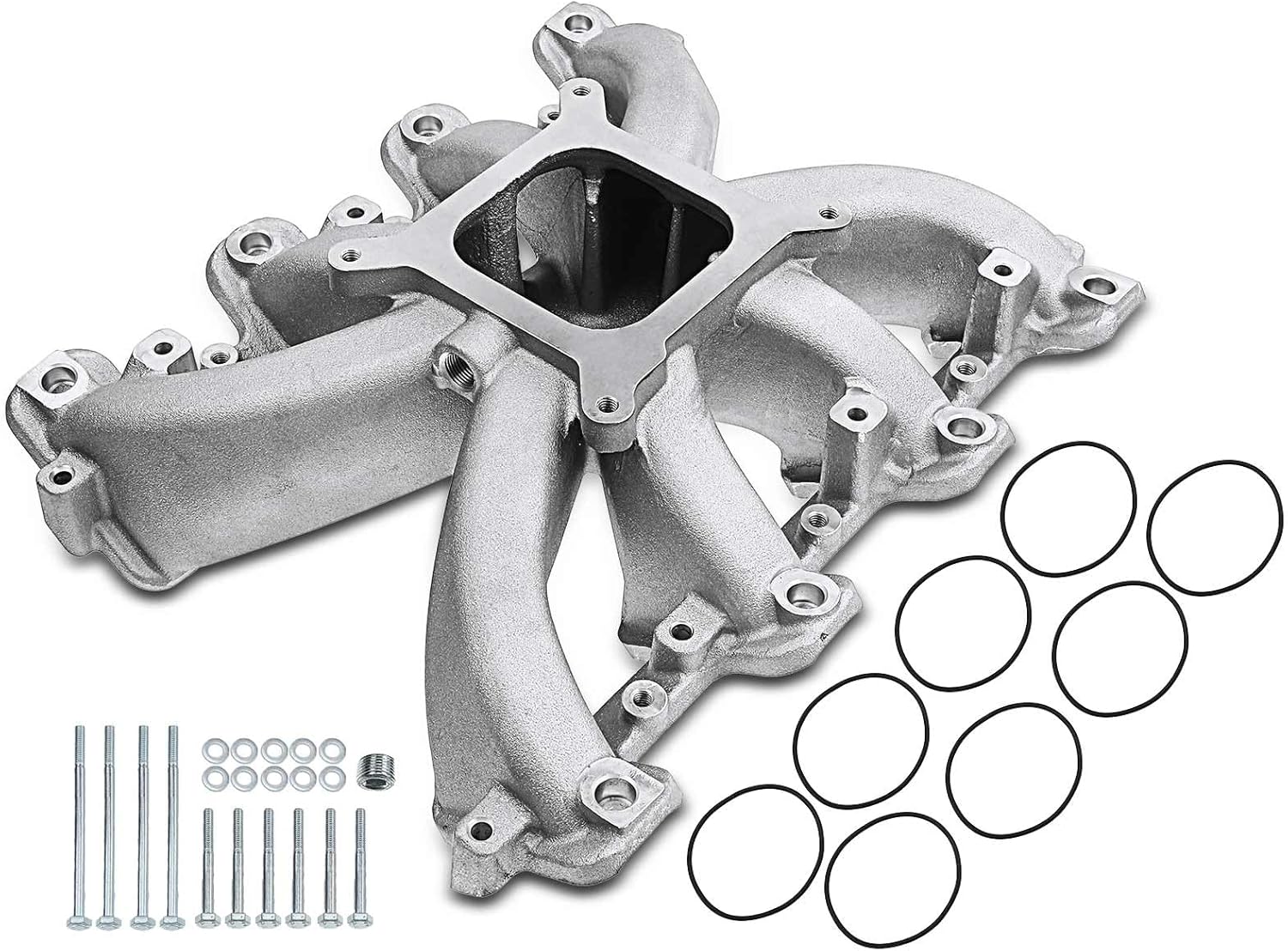 A-Premium Colector de admisión de altura media superior EFI de aluminio para motor con sellos y pernos 8Cyl 5.7L 6.0L Compatible con Chevy 98-02
