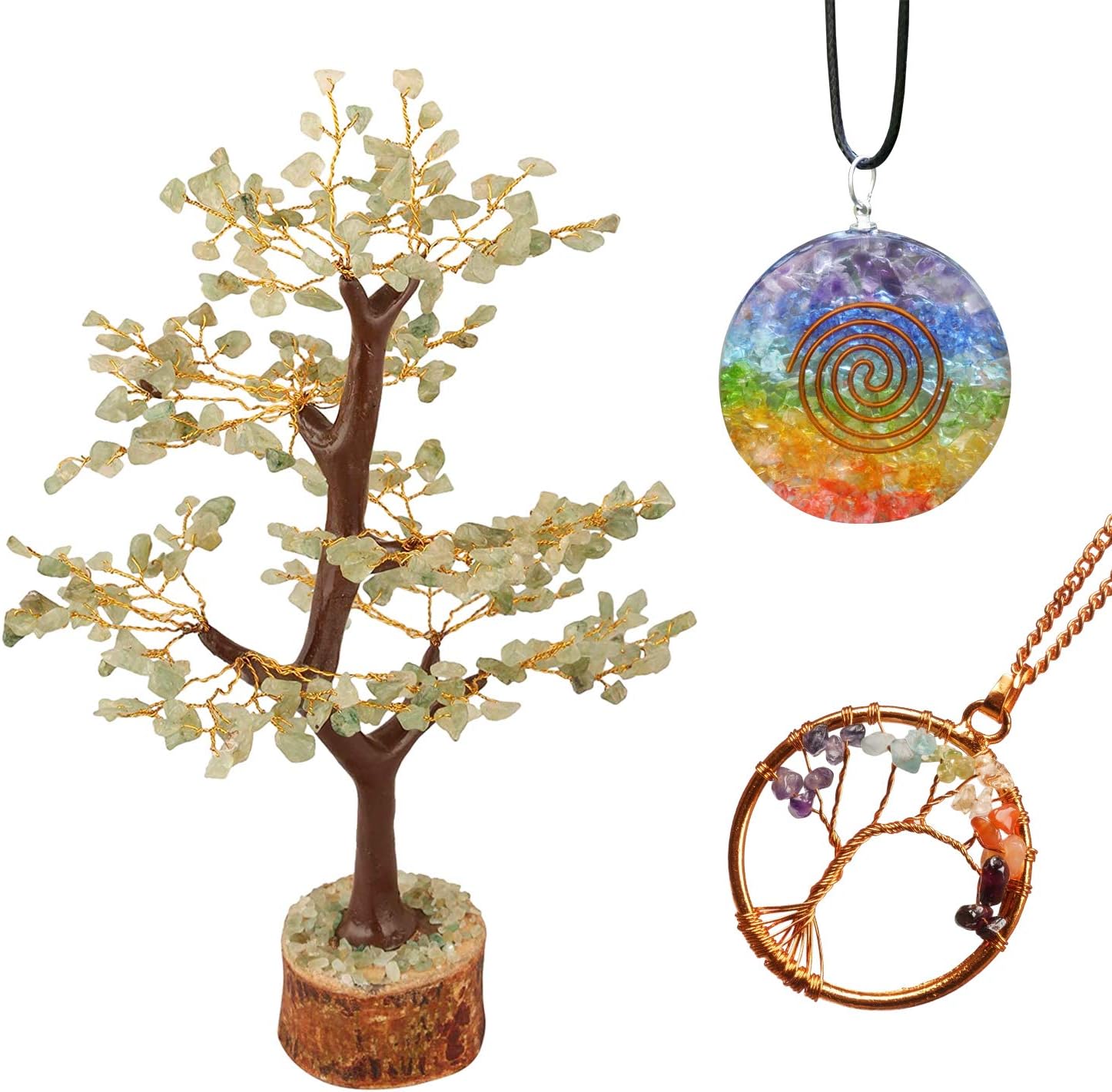 Árbol de dinero de piedra de jade verde  Árbol de la vida  Piedras curativas energéticas  Bonsái de Feng Shui  Curación de cristal de reiki  Buena