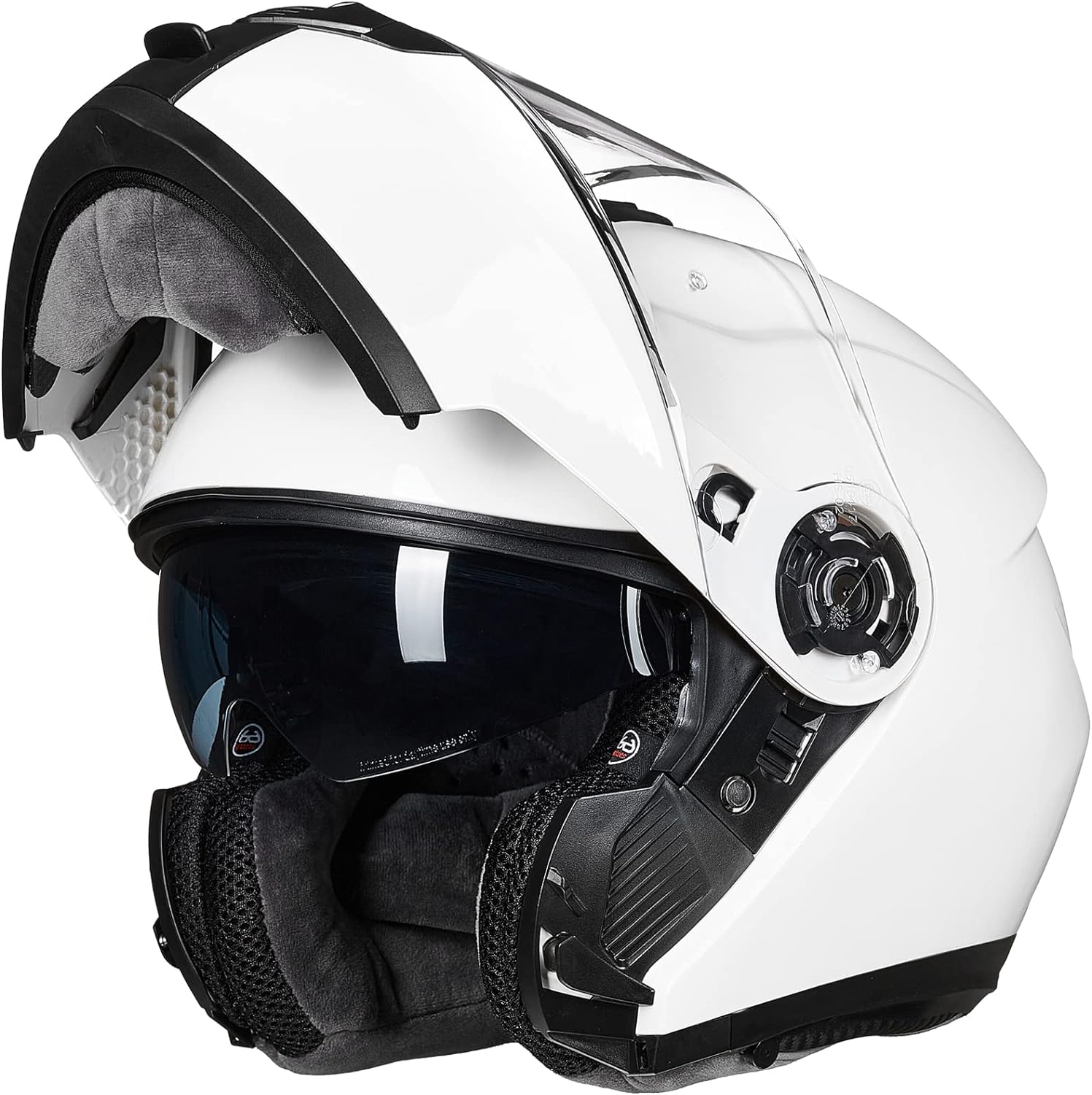 ILM Casco modular de cara completa para motocicleta para adultos, doble visera, aprobado por DOT, modelo 159 (blanco, mediano)