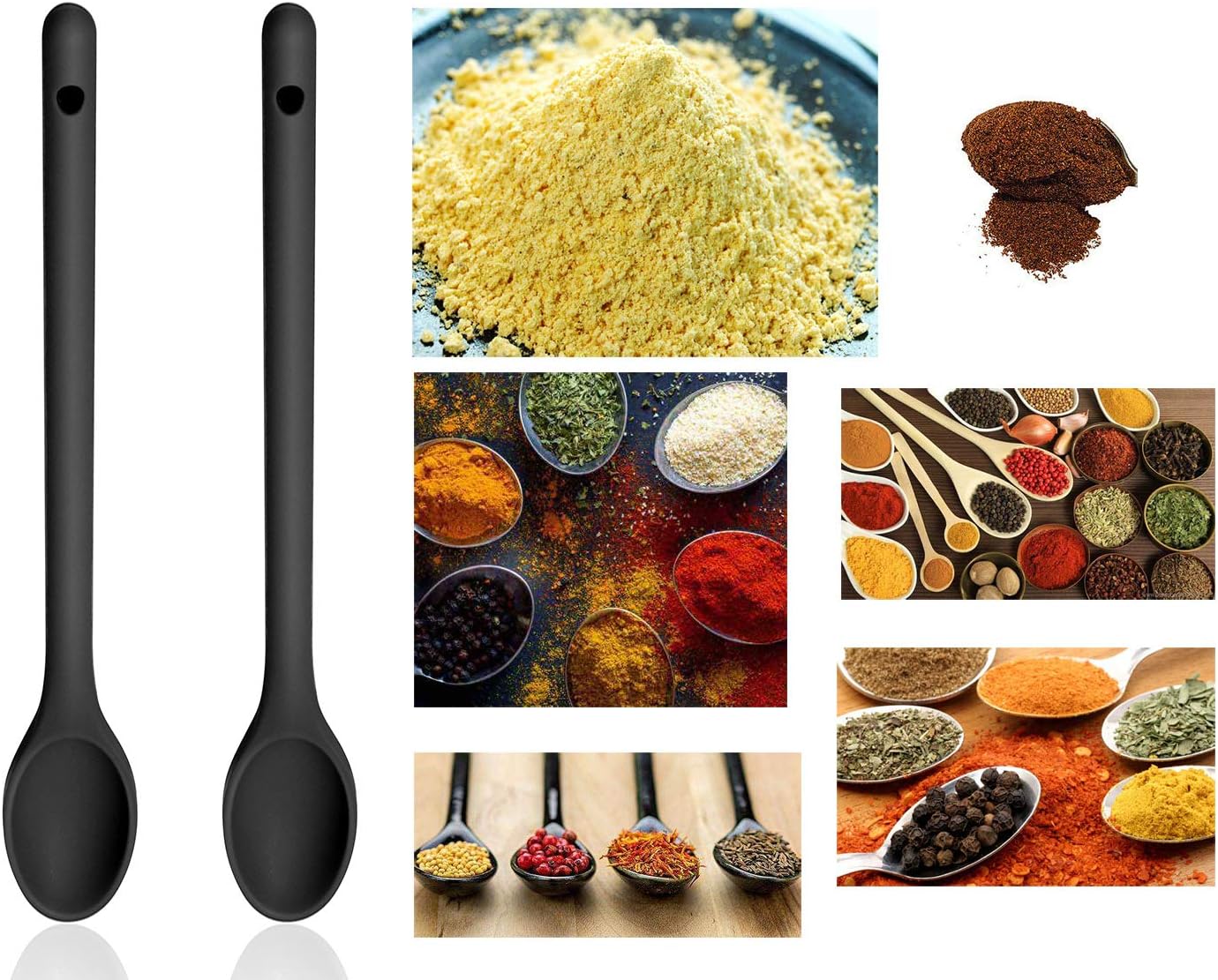 Juego de 3 cucharas para remover para cocinar, cucharas de silicona de mango largo de 12 pulgadas, cucharas de mezcla antiadherentes para cocinar,