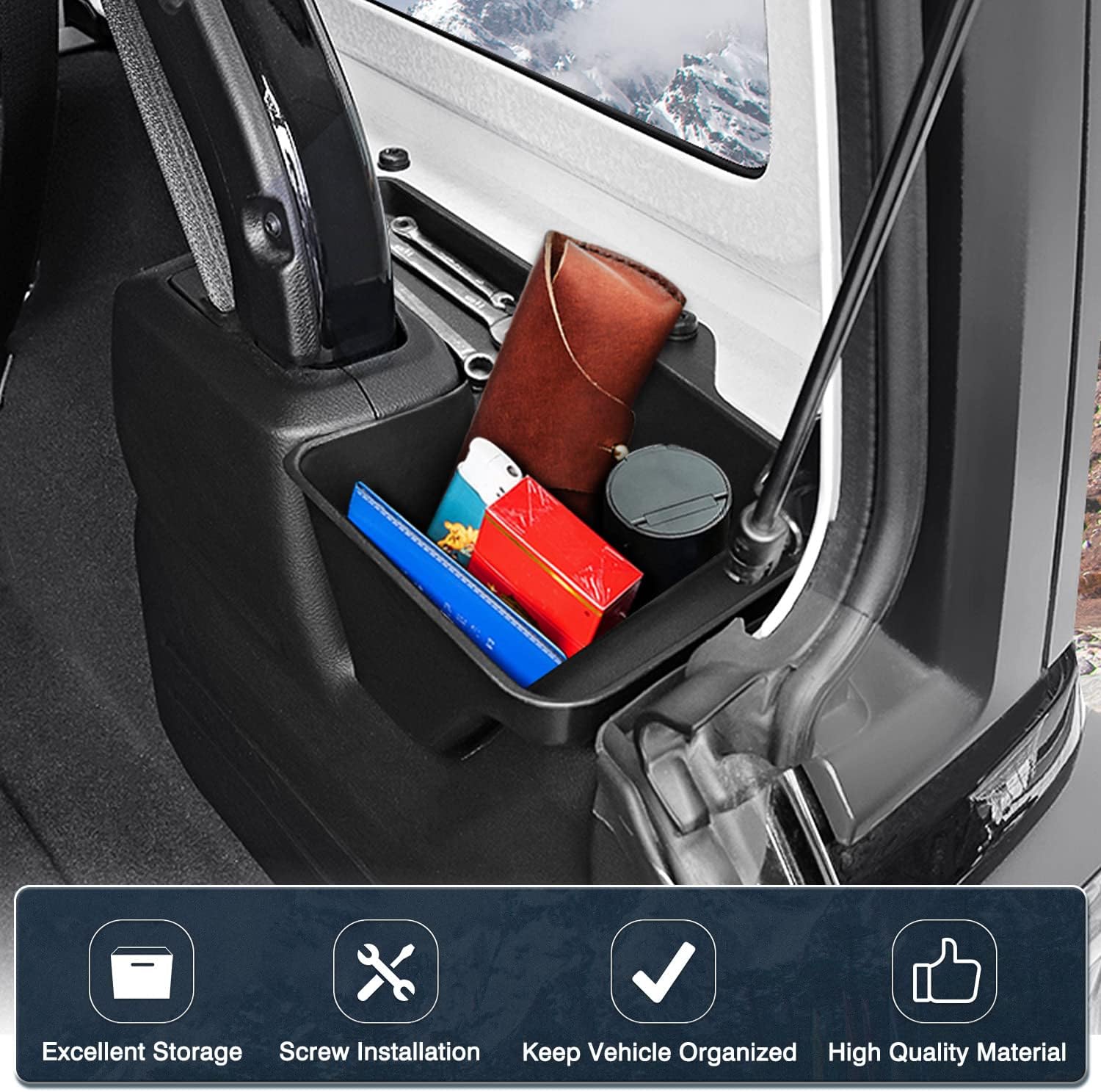 Bandeja de almacenamiento para maletero lateral de carga trasera para Jeep Wrangler JL 2018-2023, organizador de carga, color negro, 2 unidades (no