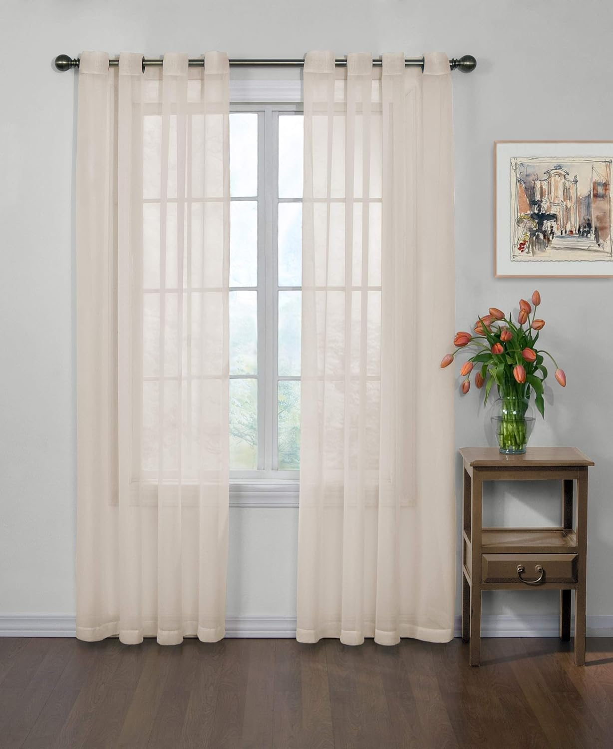 Fresh – Cortina moderna, tela de gasa transparente que neutraliza el olor, con ojal, filtrante de luz. Cortinas de ventana para dormitorio o sala de