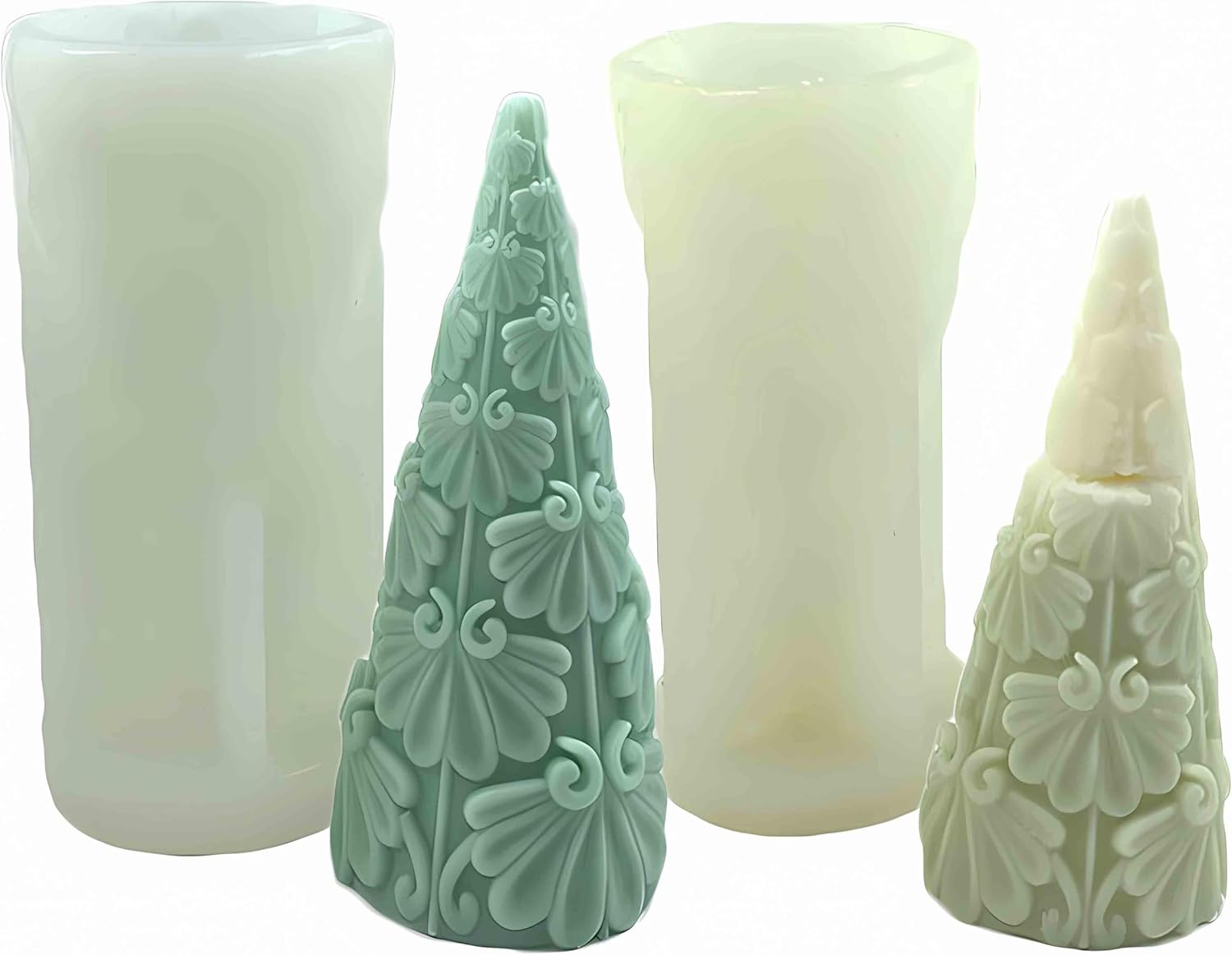 2 moldes para velas de árbol de Navidad, hecho a mano, molde de adorno para velas de cera, jabón, manualidades, pastel, chocolate, decoración del