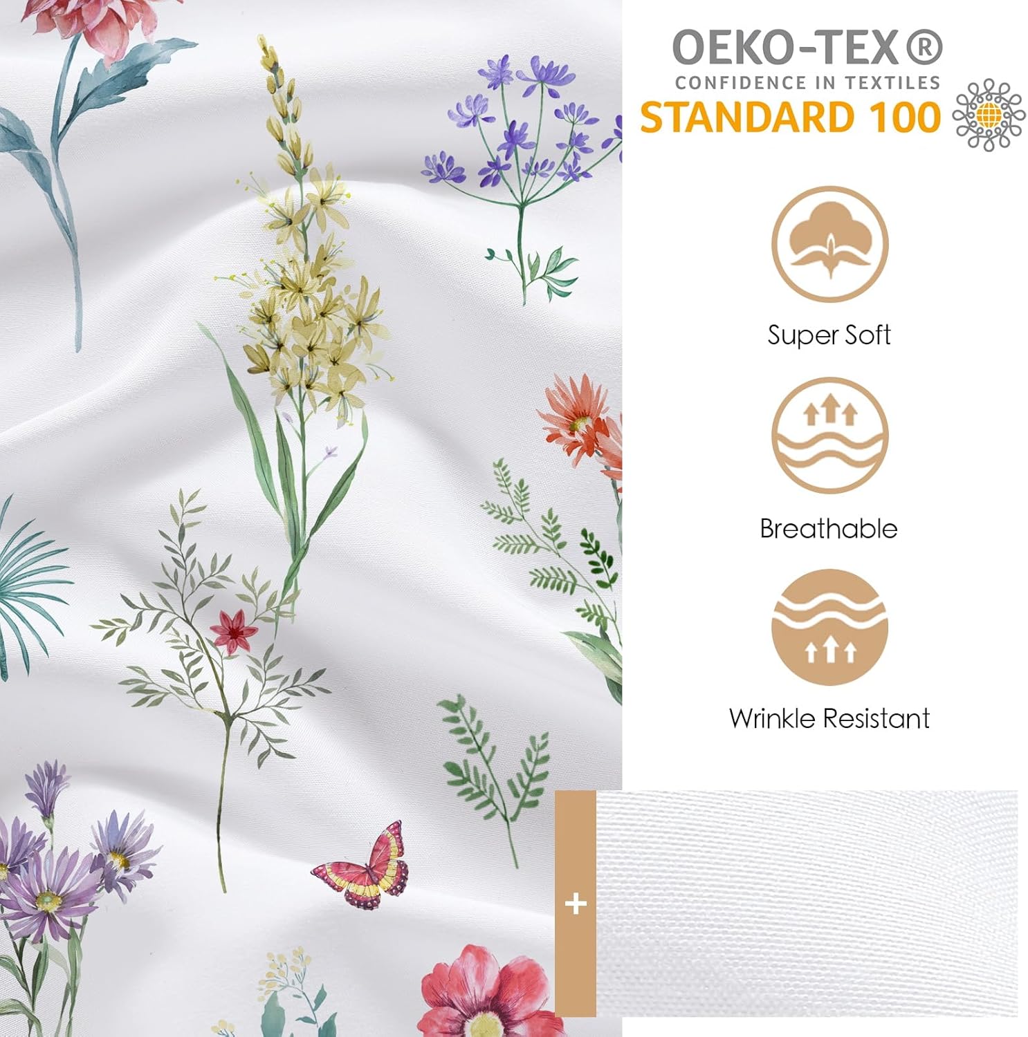 YIYEA Sábana bajera individual con funda de almohada, estampado floral, sábana bajera de microfibra cepillada de 1800 hilos de primera calidad,