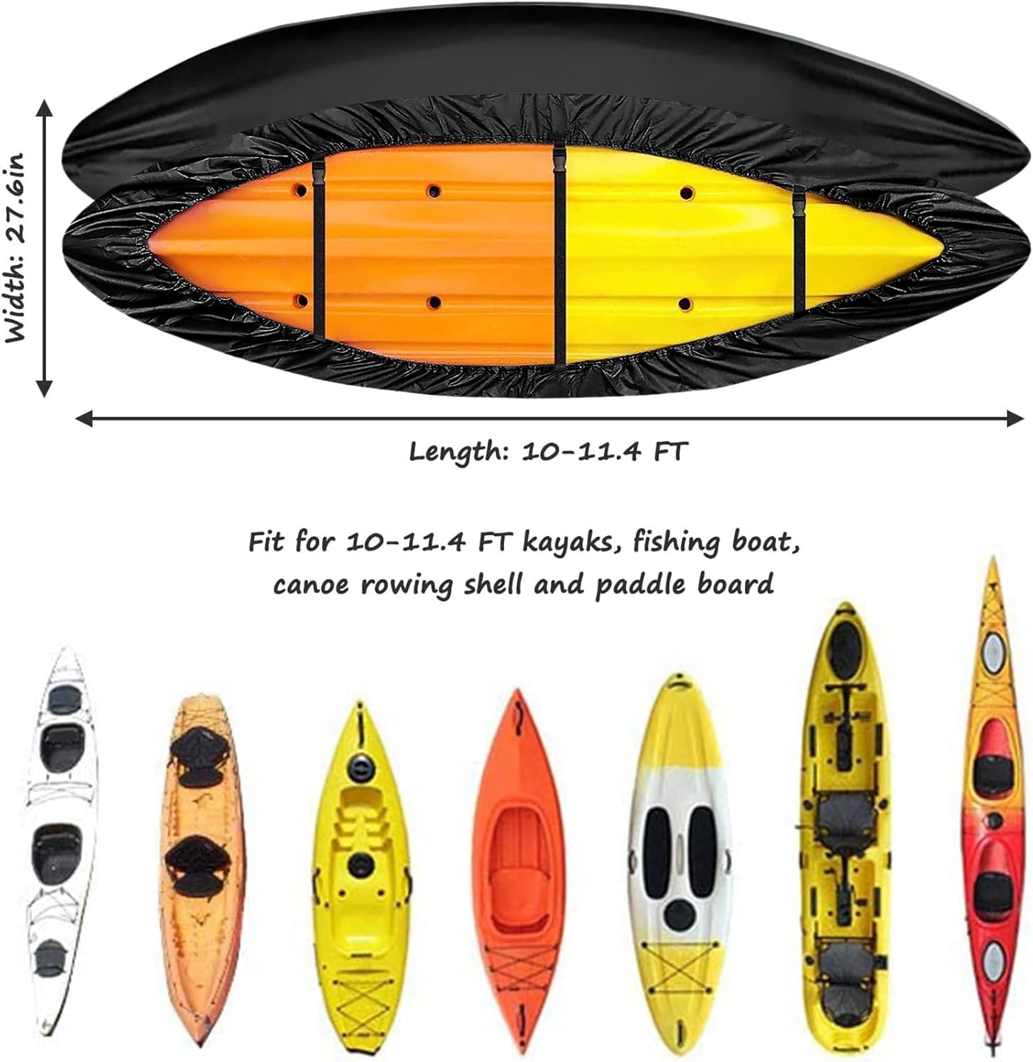 Funda de kayak 420D impermeable, resistente a los rayos UV, para almacenamiento en interiores y exteriores, cubierta de almacenamiento de kayak,