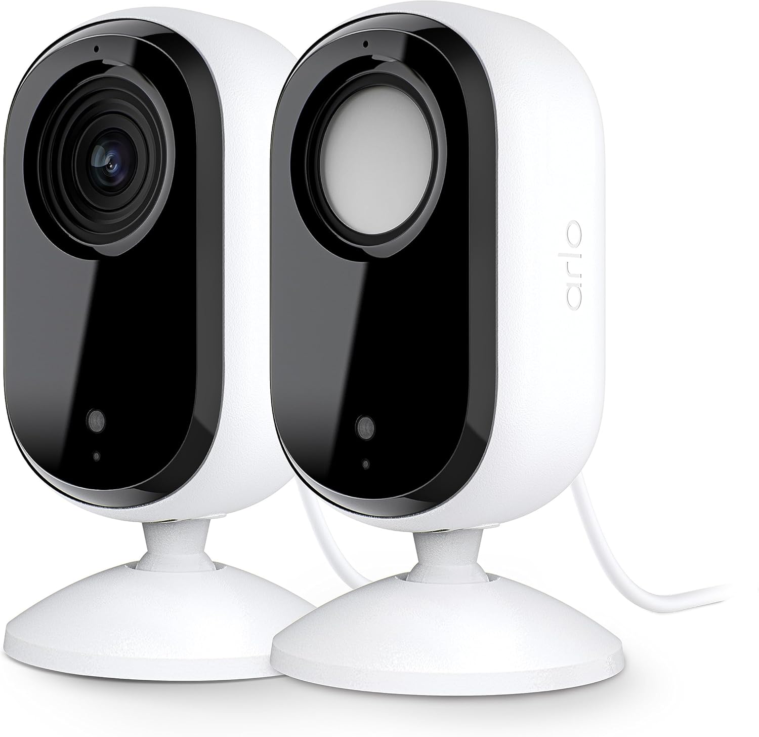 Arlo Essential – Cámara de seguridad 2K para interiores (2. generación), paquete de 2, seguridad para el hogar, monitor de bebé, color blanco,