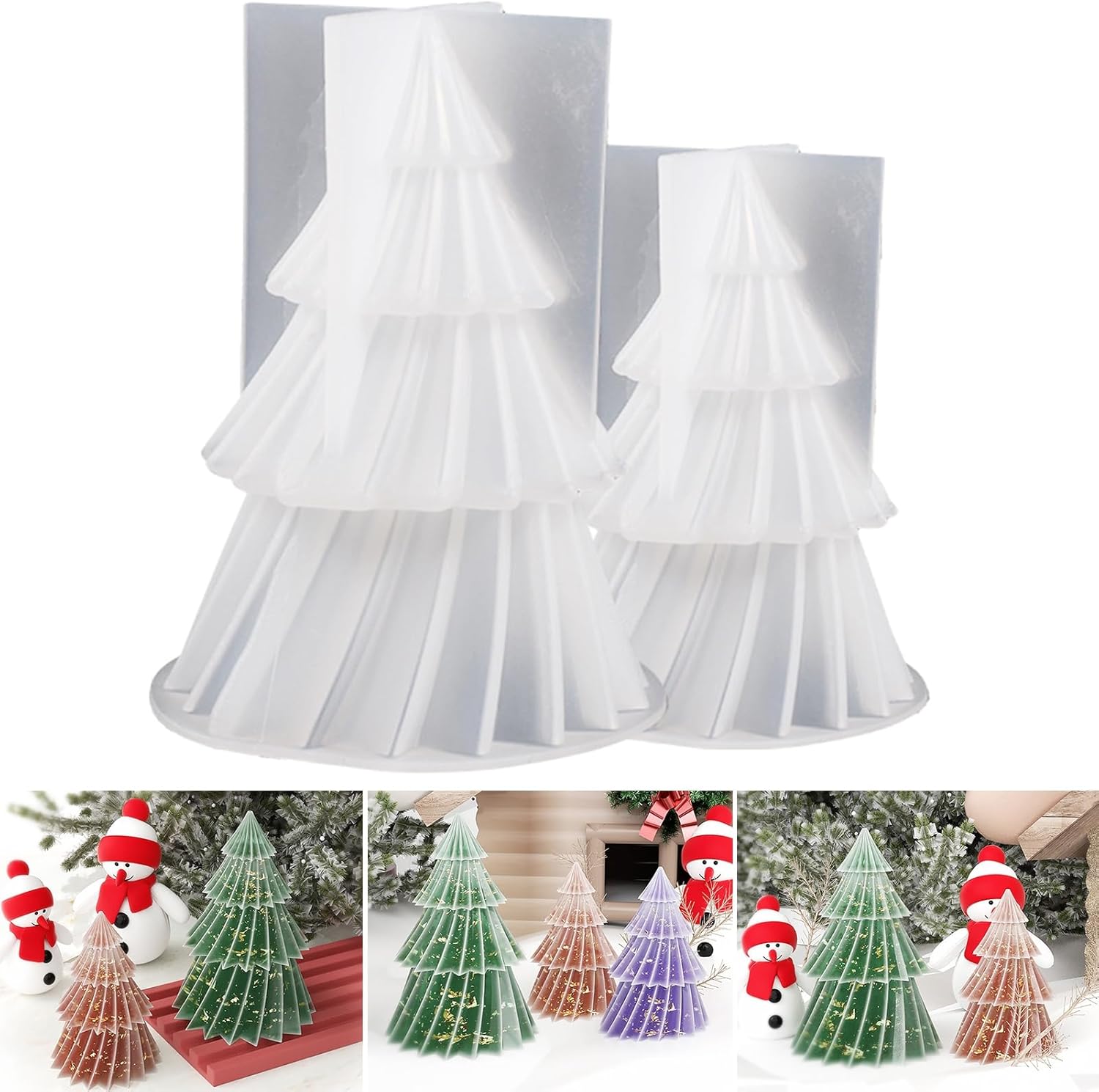 Molde de silicona para velas de árbol de Navidad, decoración pequeña de temporada, de grado alimenticio, resistente al calor, antiadherente, fácil