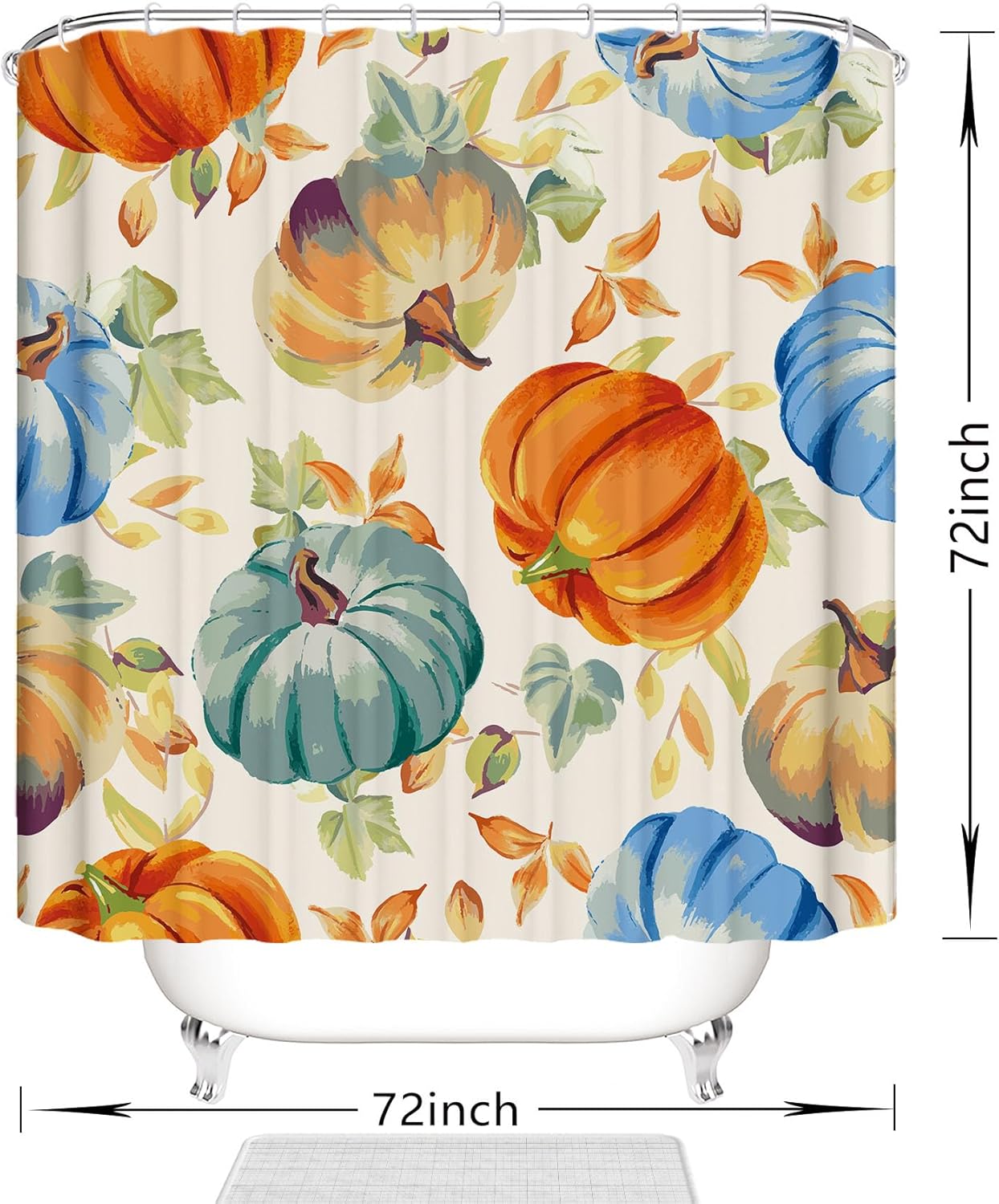 Clearance Items – Cortina de ducha de otoño, cortina de ducha de calabaza de Acción de Gracias, juego de baño de otoño, decoración de baño, 72 x 72