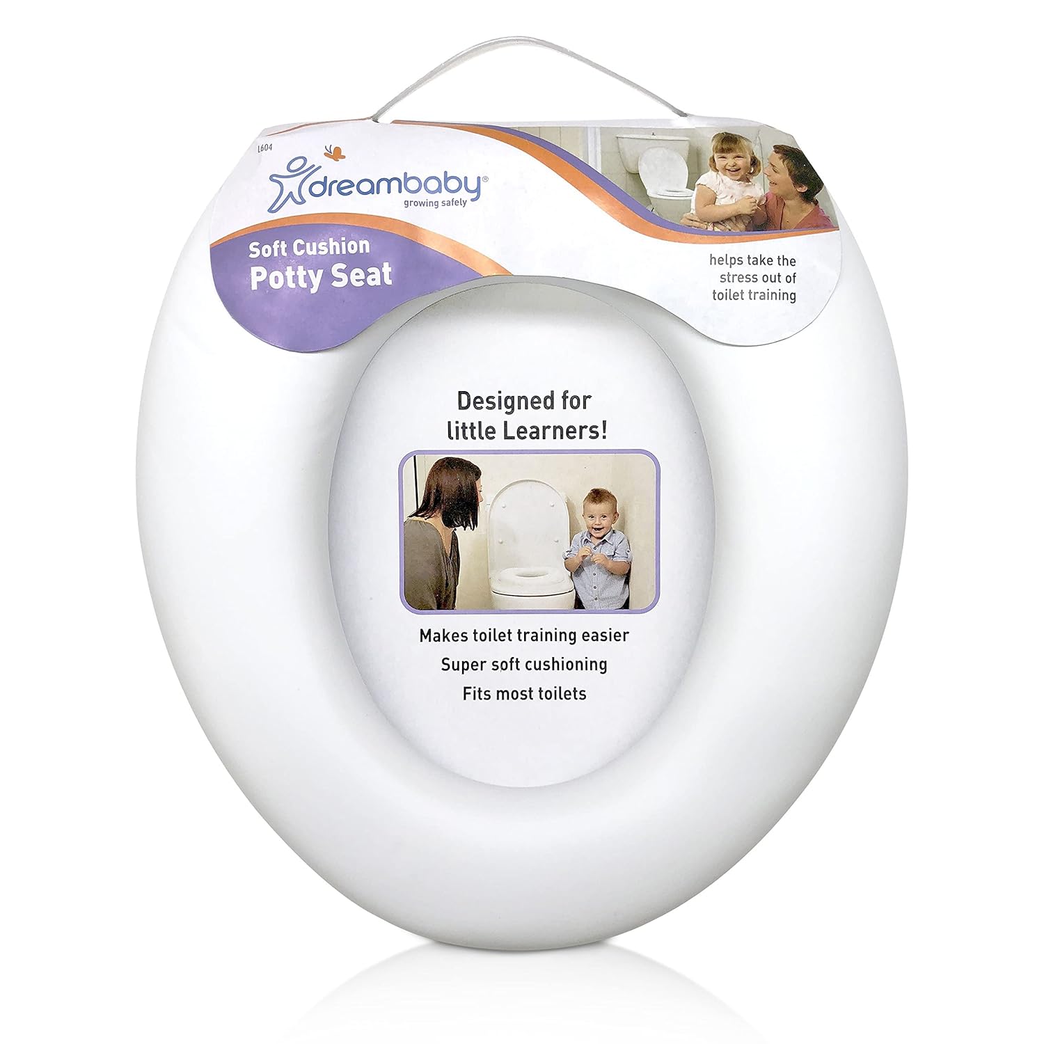 Dreambaby Asiento de orinal suave al tacto, cómodo asiento acolchado, con base alta debajo para un posicionamiento seguro, se adapta a la mayoría de
