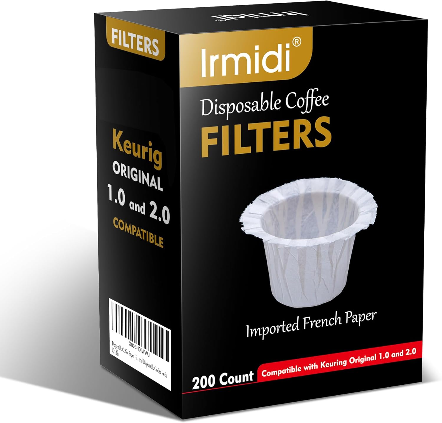 Filtros de café de papel desechables de 200 unidades, filtro de café compatible con cafeteras Keurig de una sola porción 1.0 y 2.0, se adapta a