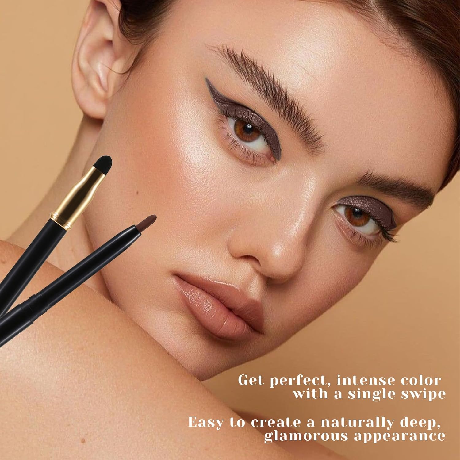 Boobeen Lápiz delineador de ojos, delineador de ojos impermeable altamente pigmentado con difuminador integrado, delineador de ojos suave cremoso