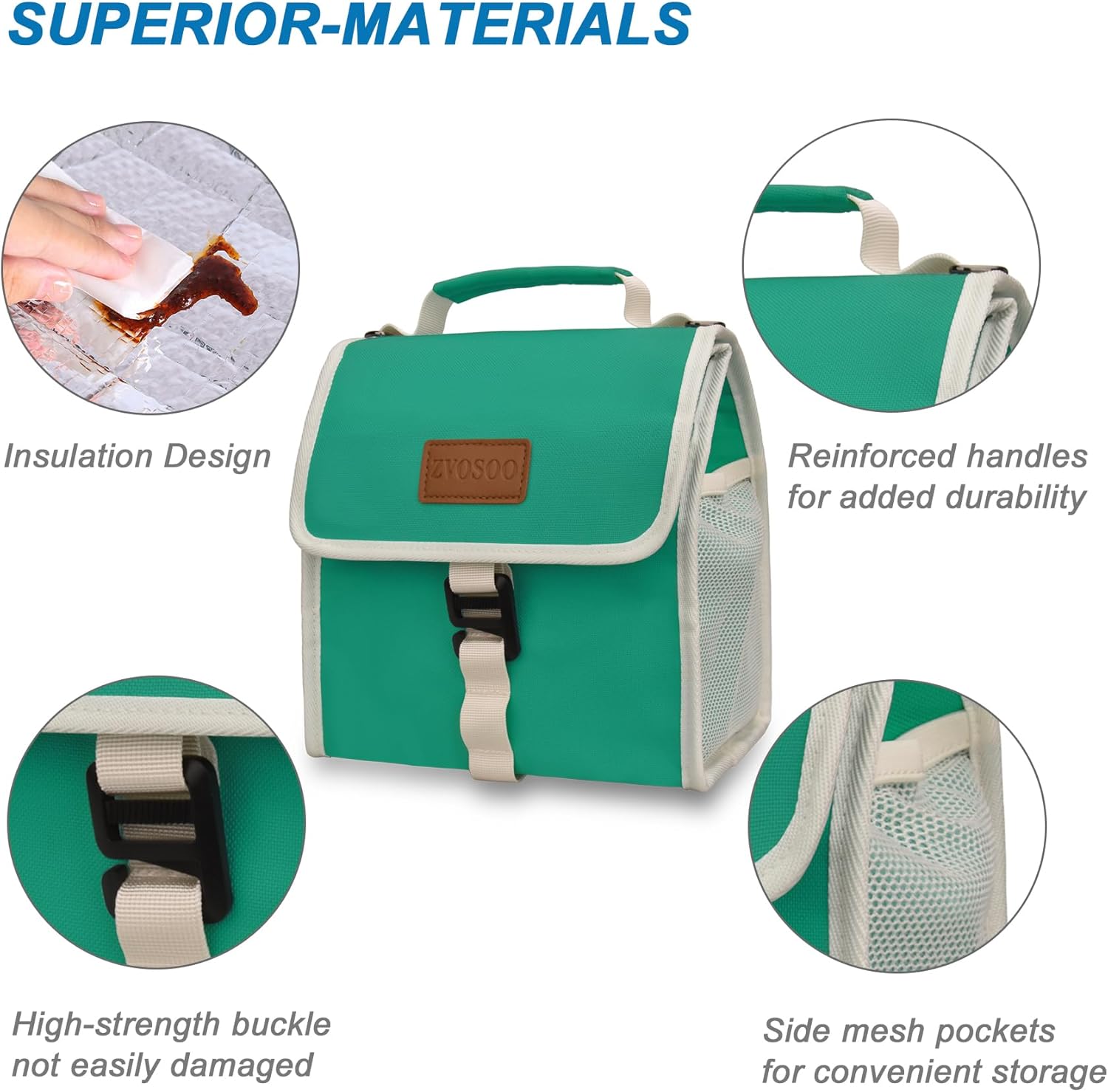 Bolsas de almuerzo plegables aisladas para mujeres y hombres, loncheras reutilizables para adultos, bolsa impermeable de tamaño ajustable para el