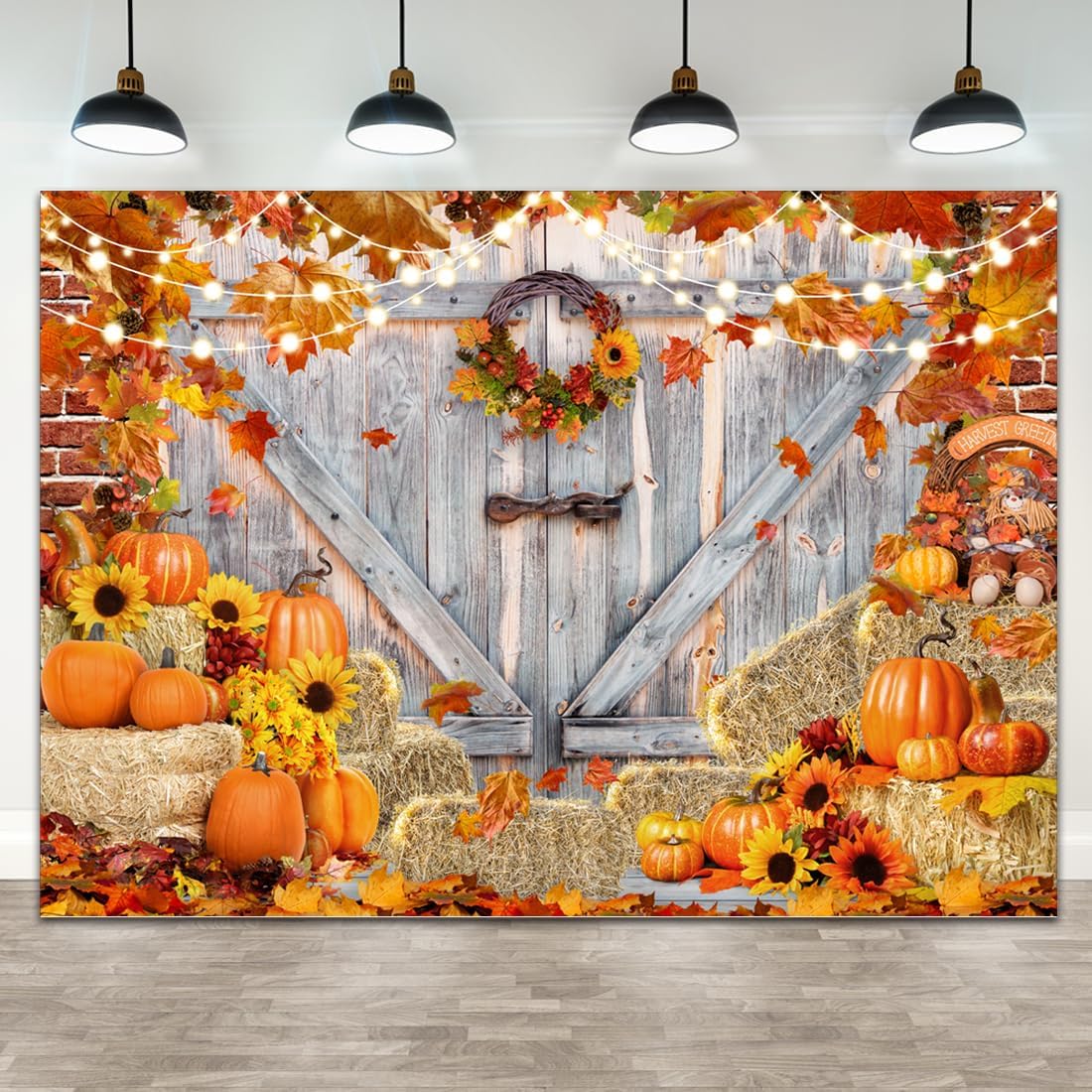 Fondo de fotos de Acción de Gracias de otoño para fotografía, granja, otoño, cosecha, calabaza, hojas de arce, granero, dorr, pancarta, fondo,