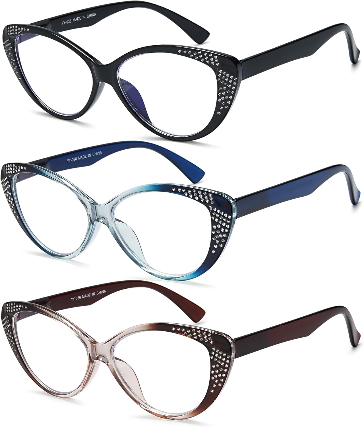 EYEURL Lentes de lectura de ojo de gato para mujer, bloqueo de luz azul, para mujer con bisagras de resorte flexibles