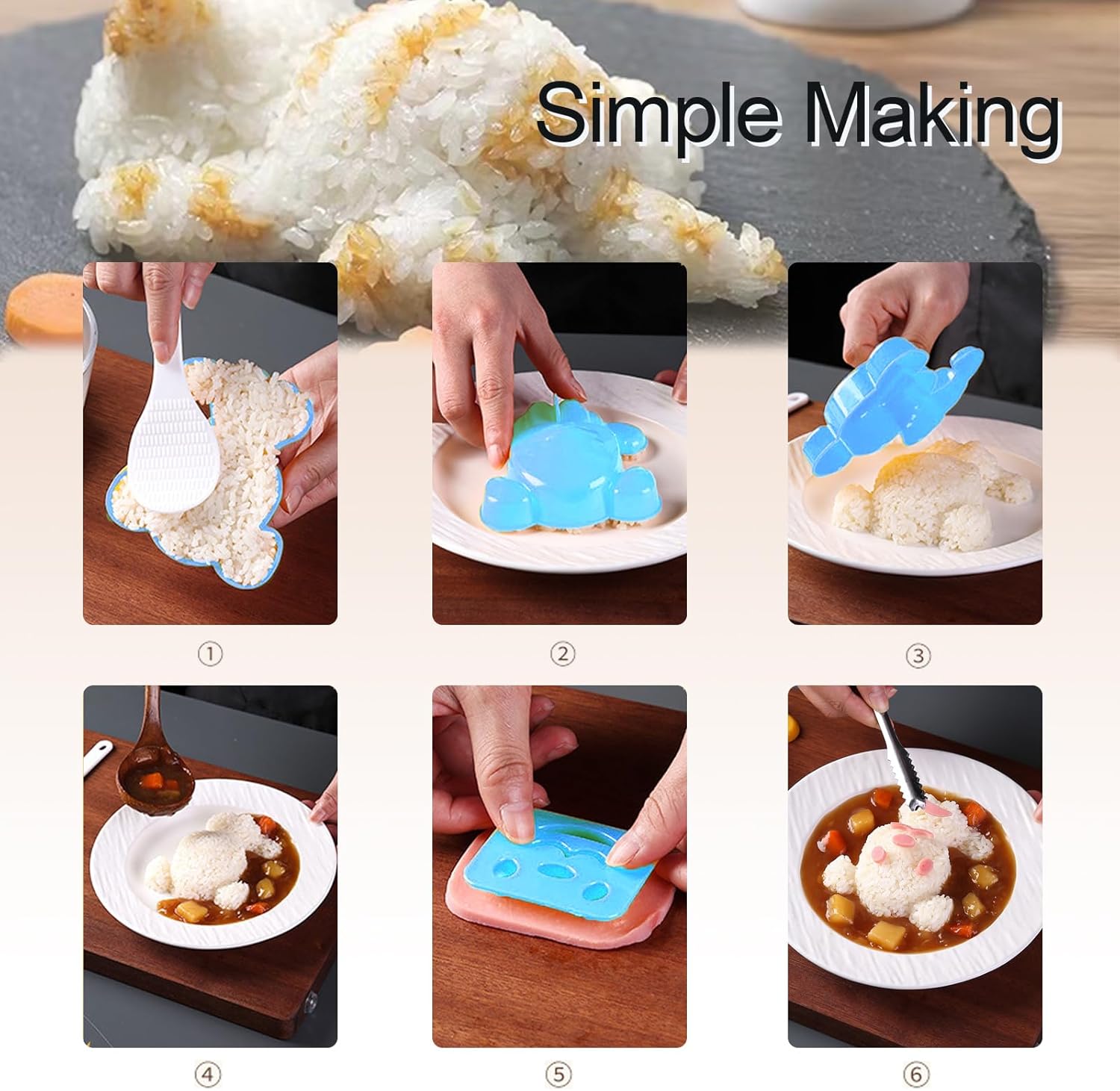 Molde de bolas de arroz para niños, molde de onigiri para perros, moldes moldeadores de arroz, accesorios para almuerzo para niños, molde de prensa