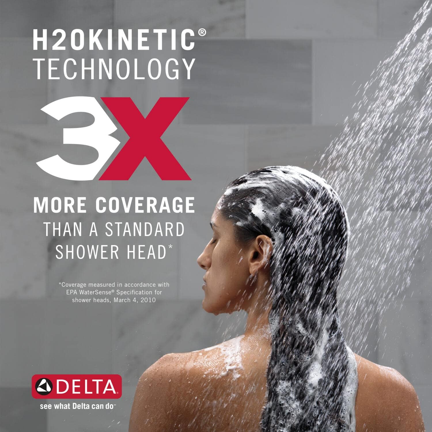 Delta Faucet HydroRain H2Okinetic 58680-25 – Regadera doble de 5 pulverizaciones con rociador de mano y manguera, regaderas de mano, regadera