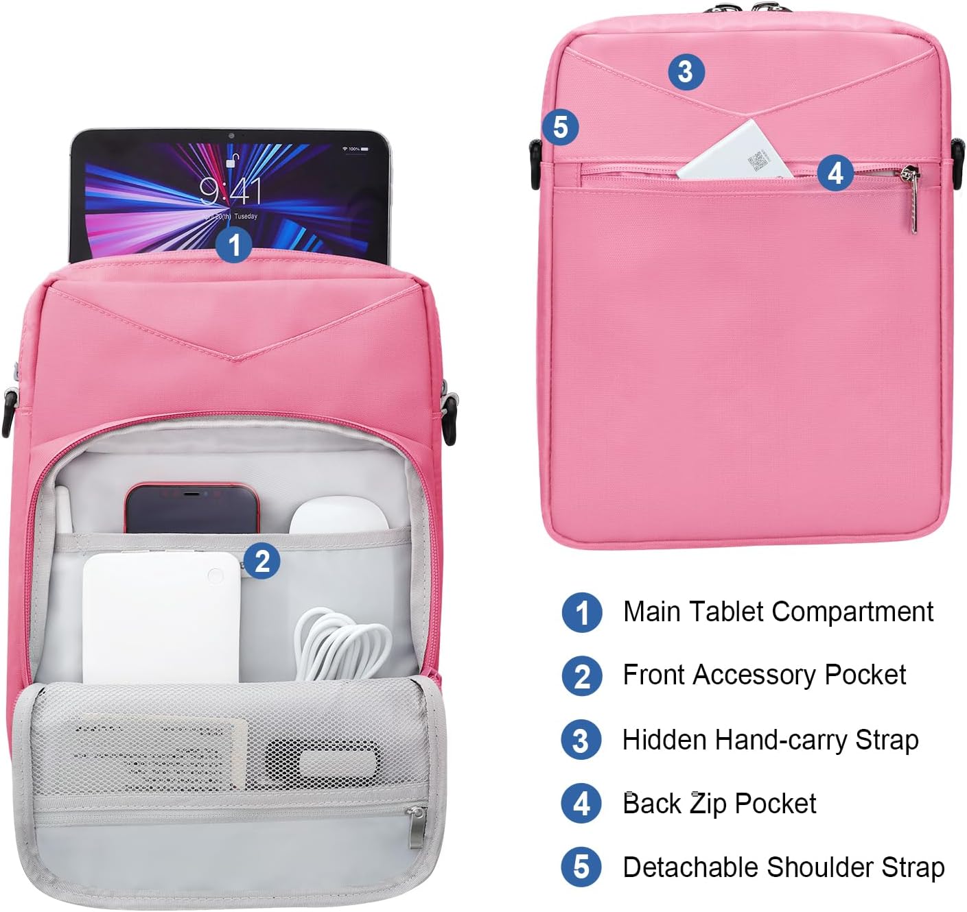Bolsas de tableta de 9 a 11 pulgadas para mujer, funda acolchada de transporte para iPad Pro 11 (2022-2018), iPad 10.9 (10. generación), iPad Air
