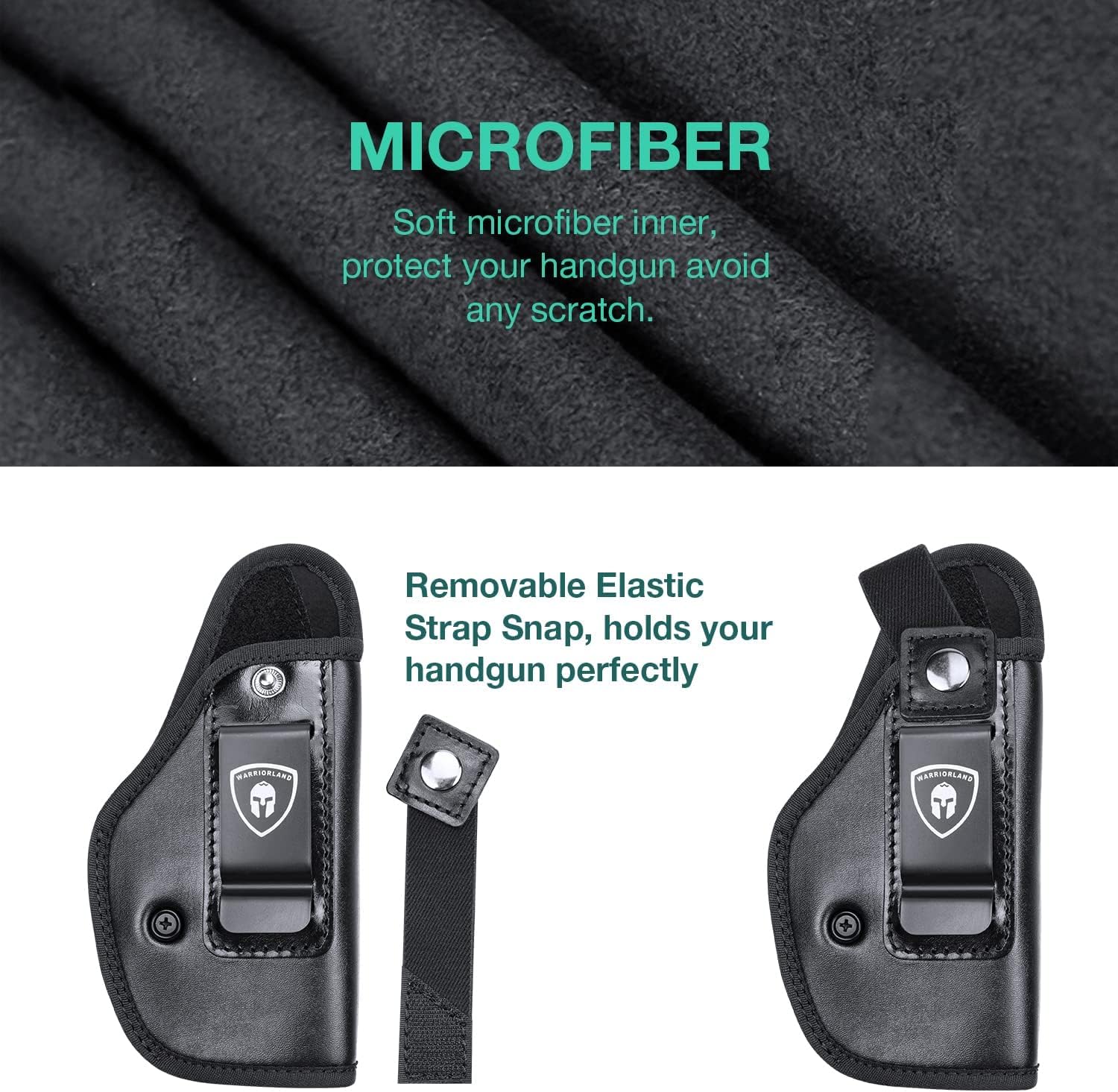 Funda universal de piel IWB ECO opcional tamaño completo  compacto – Pistolas subcompactas  tamaño de bolsillo, retención adjunta, clip de acero de
