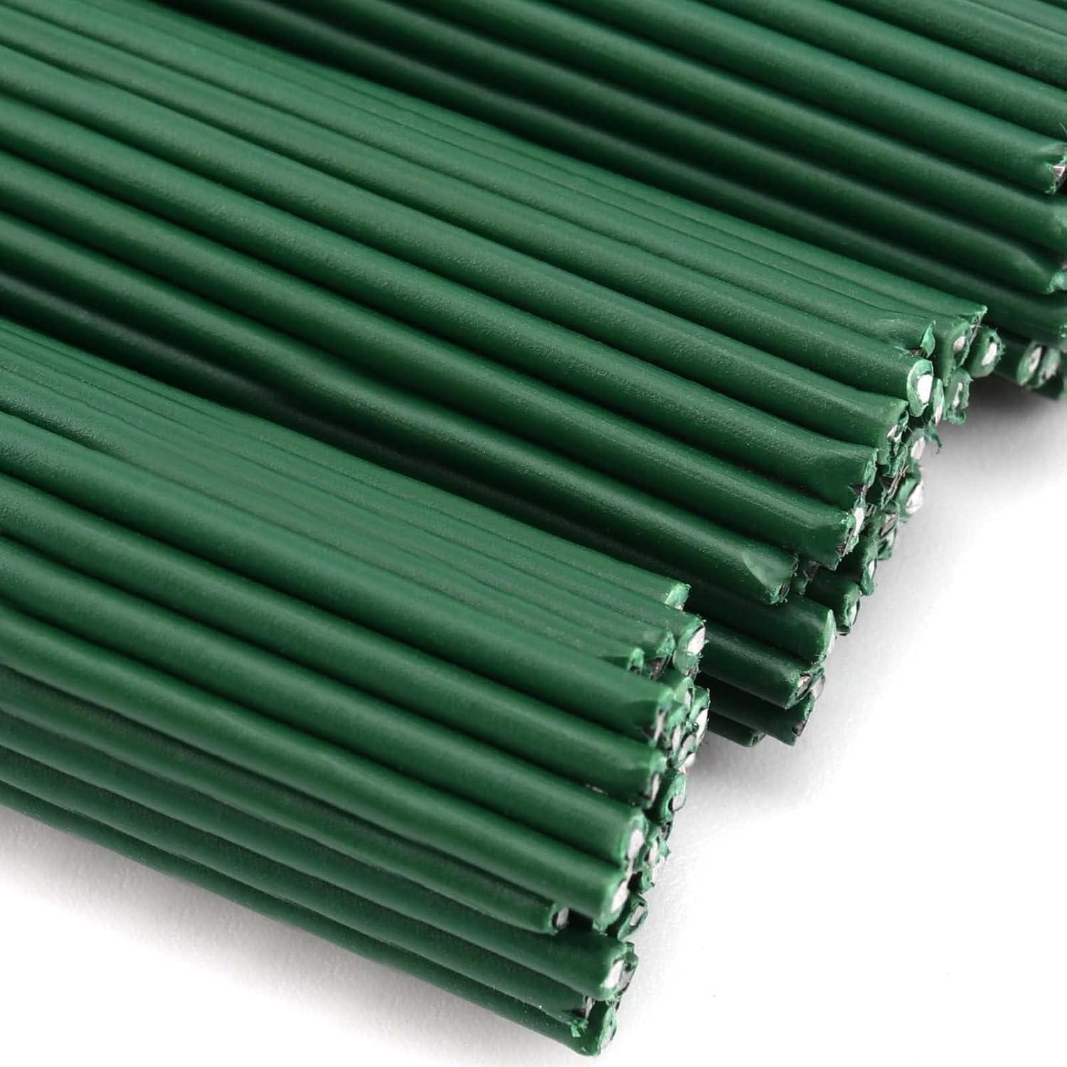 300 tallos florales de 16 pulgadas, tallos florales de calibre 2 para manualidades, corona de alambre y arreglos florales, verde oscuro